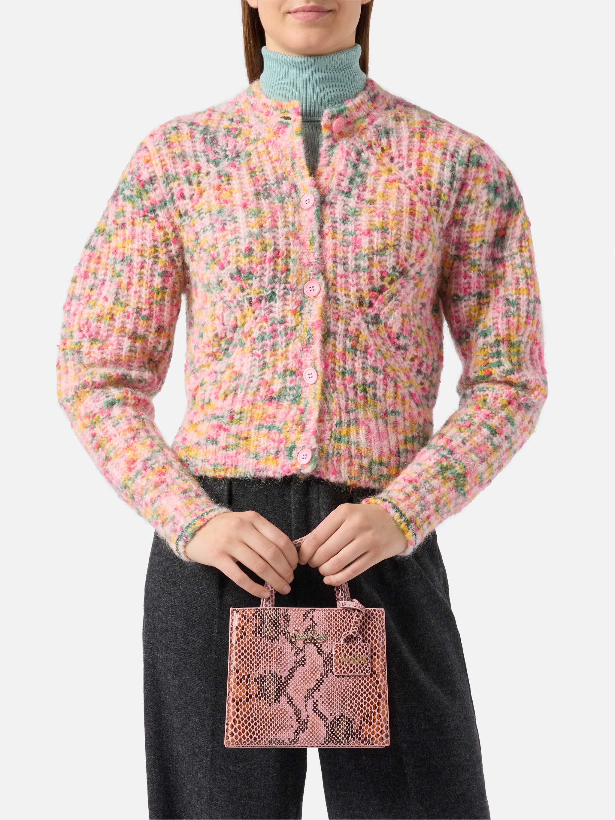 Shop Bag Mini Pink Python-Print Leather
