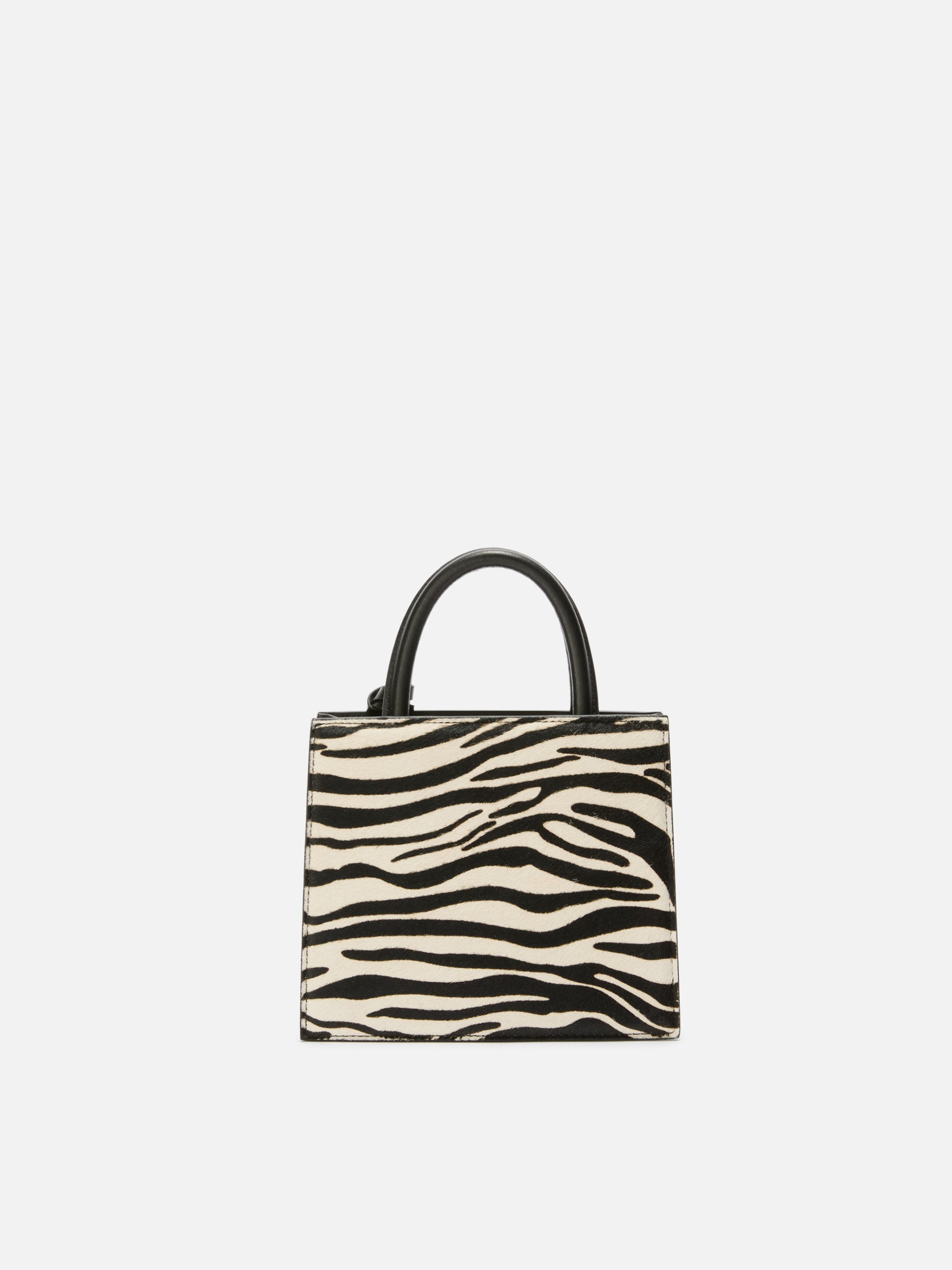 Shop Bag Mini Handbag Zebra-Print Pony Skin Leather White