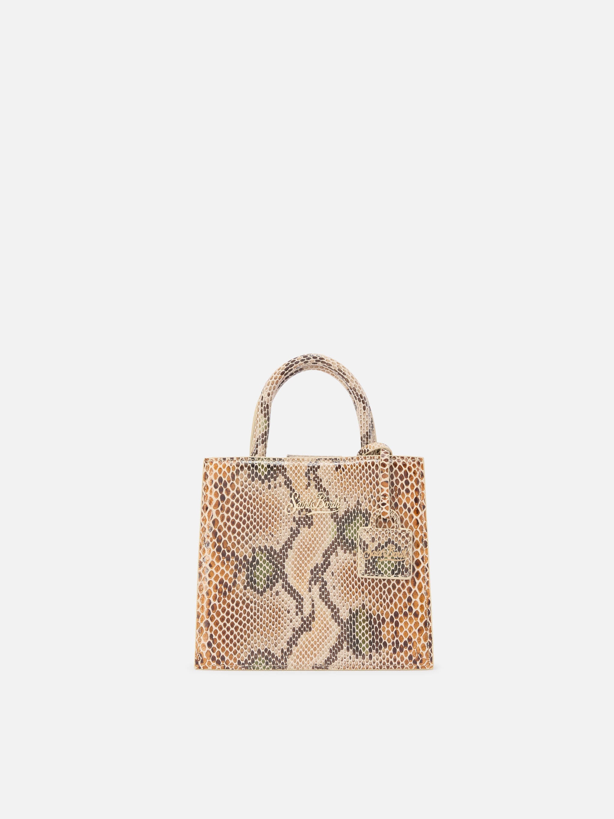 Shop Bag Mini Beige Python-Print Leather White