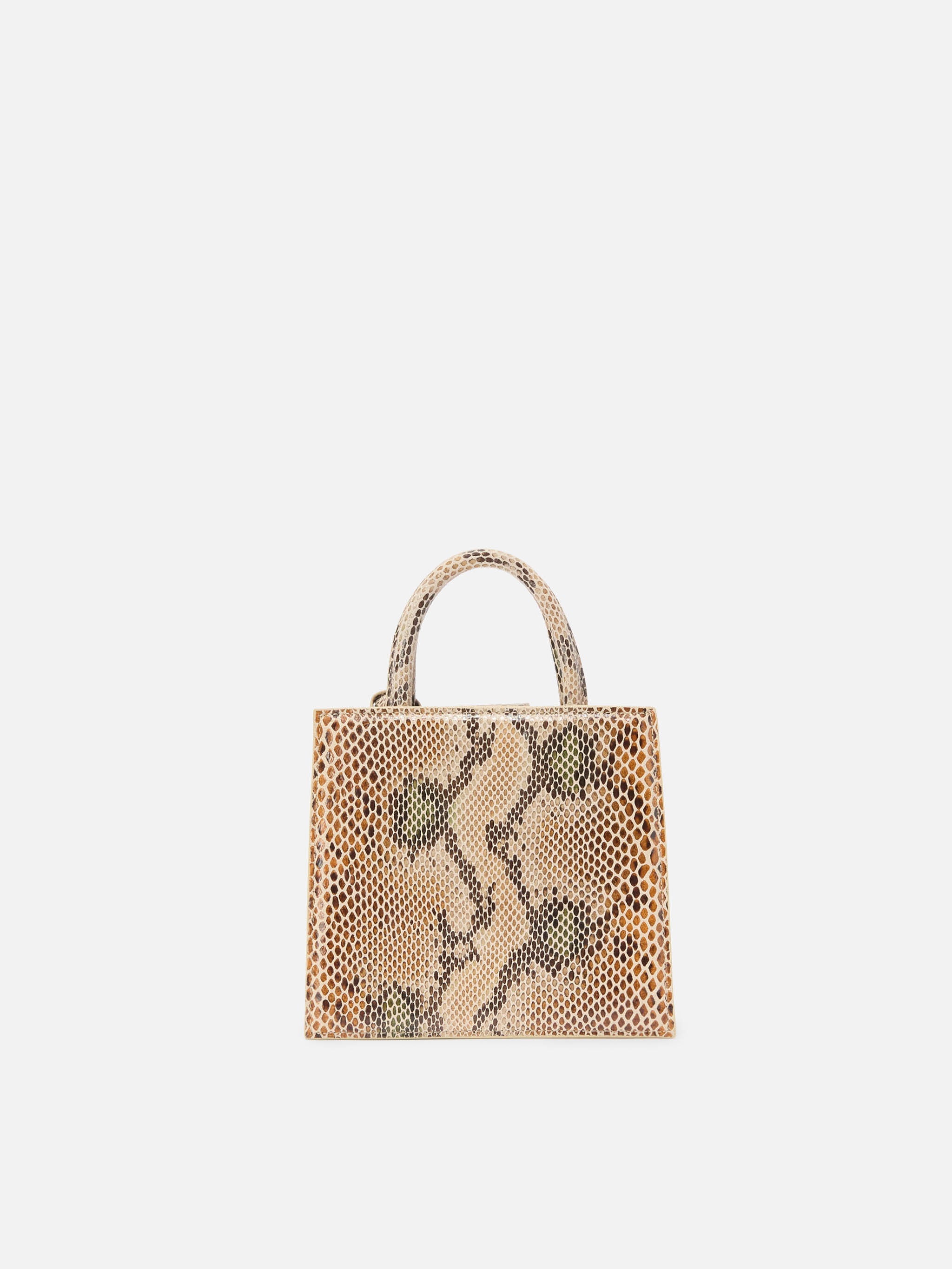 Shop Bag Mini Beige Python-Print Leather White