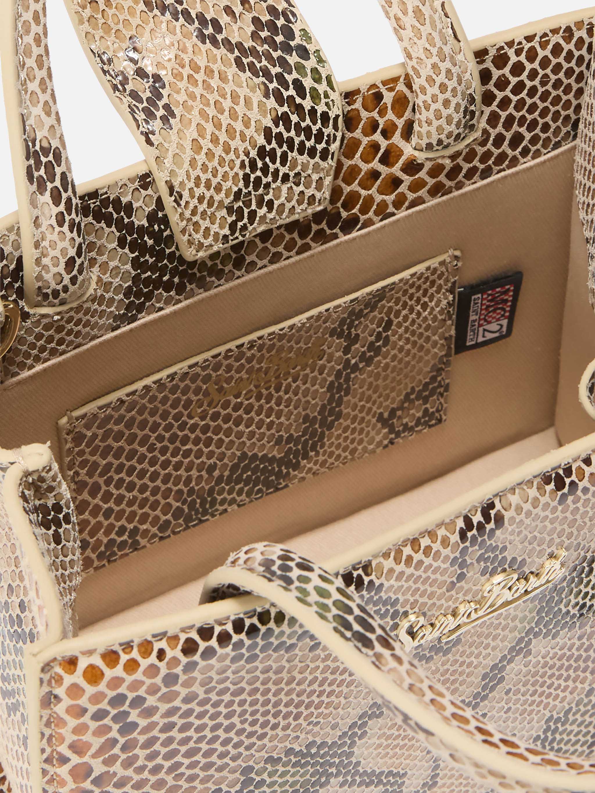 Shop Bag Mini Beige Python-Print Leather White