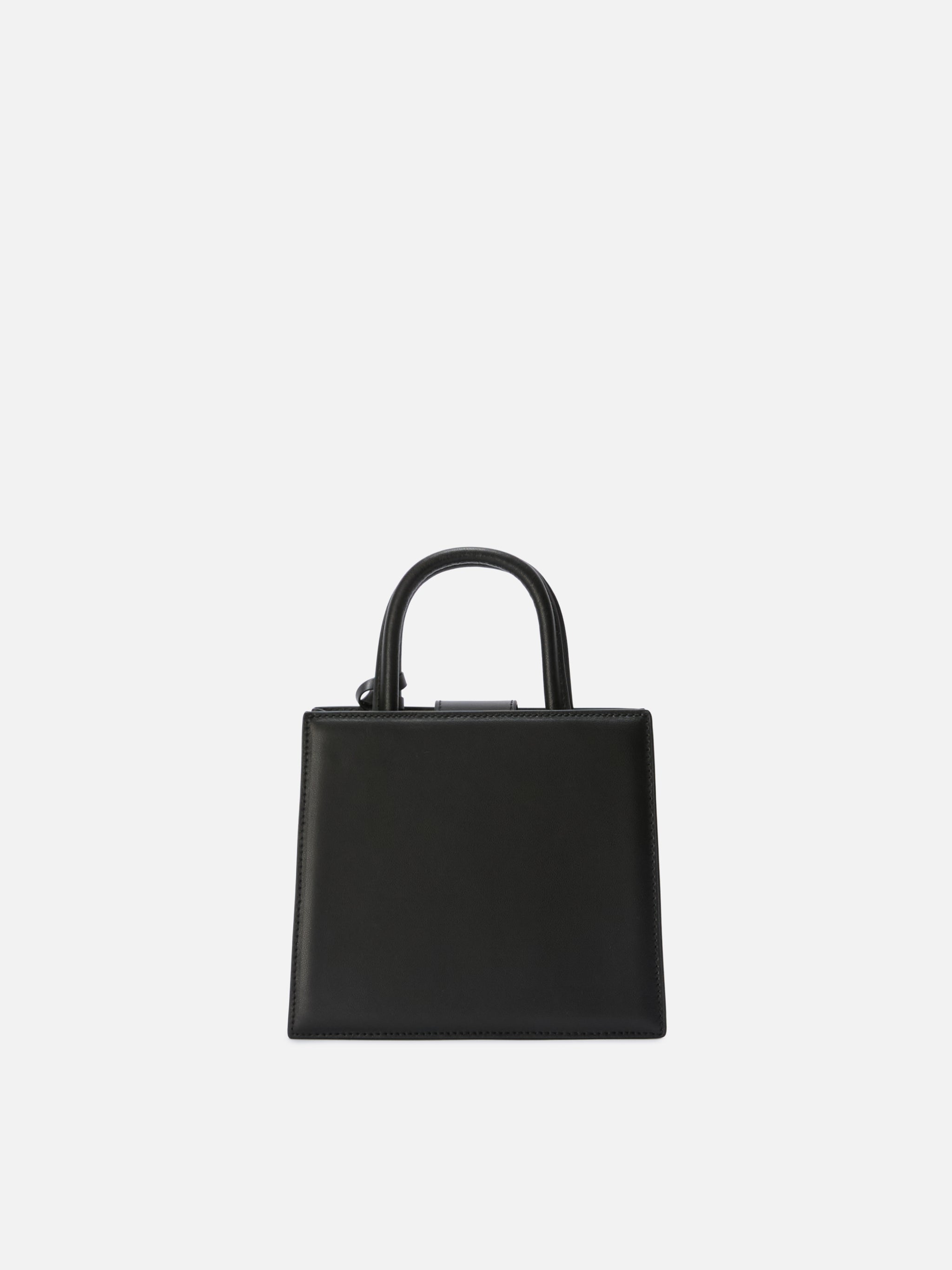 Structured Shop Mini Bag Black Smooth Leather With Metal Tag