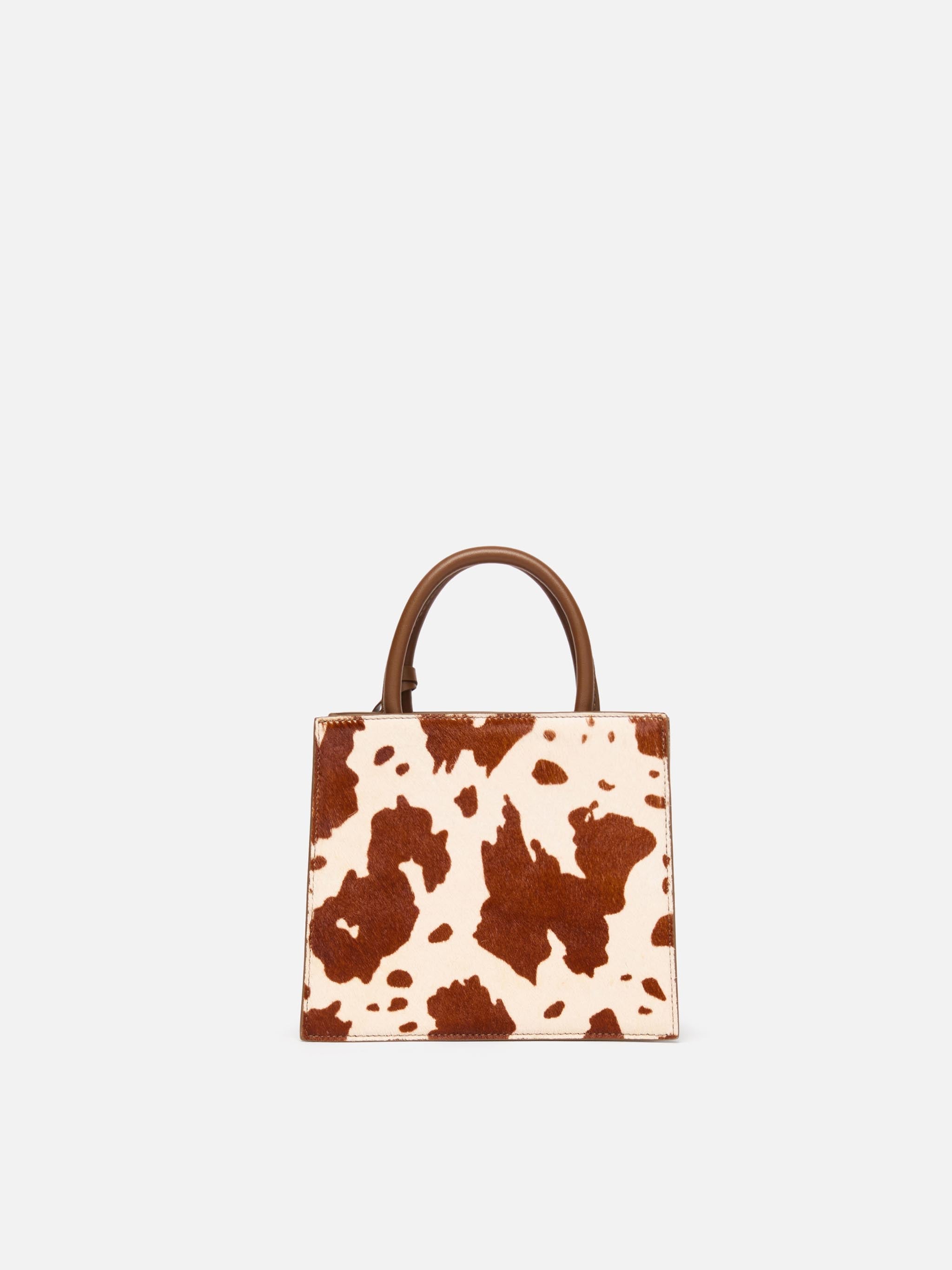 Shop Bag Mini Pony Hair With Cow Skin Print White