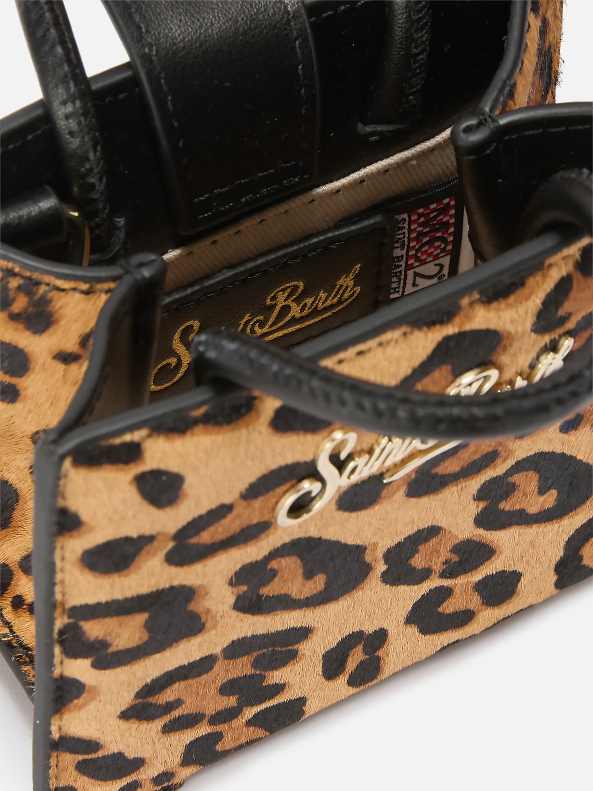 Shop Bag Micro Handbag Leopard-Print Pony Skin Leather Brown