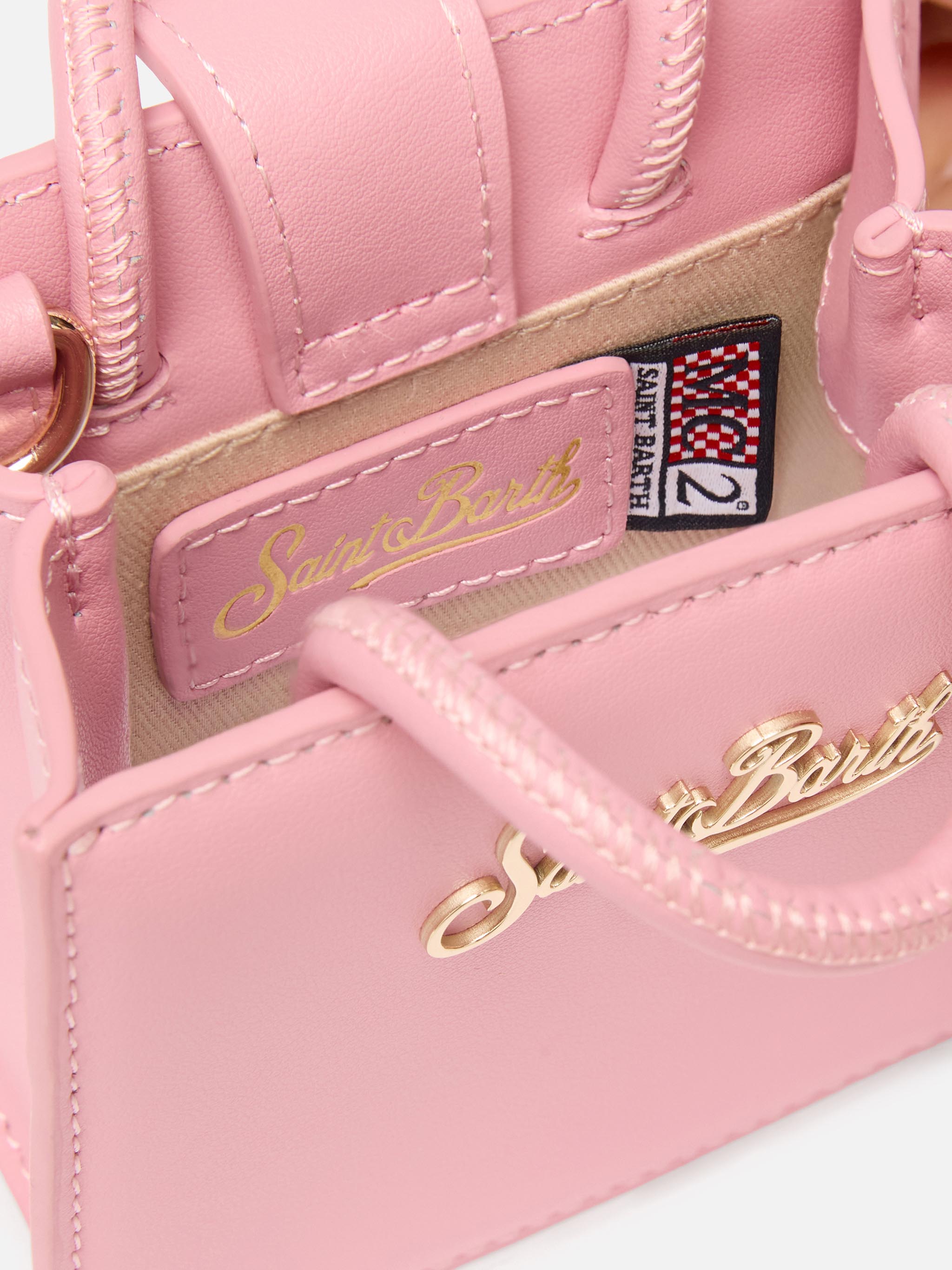 Structured Shop Micro Bag Pink Smooth Leather With Metal Tag