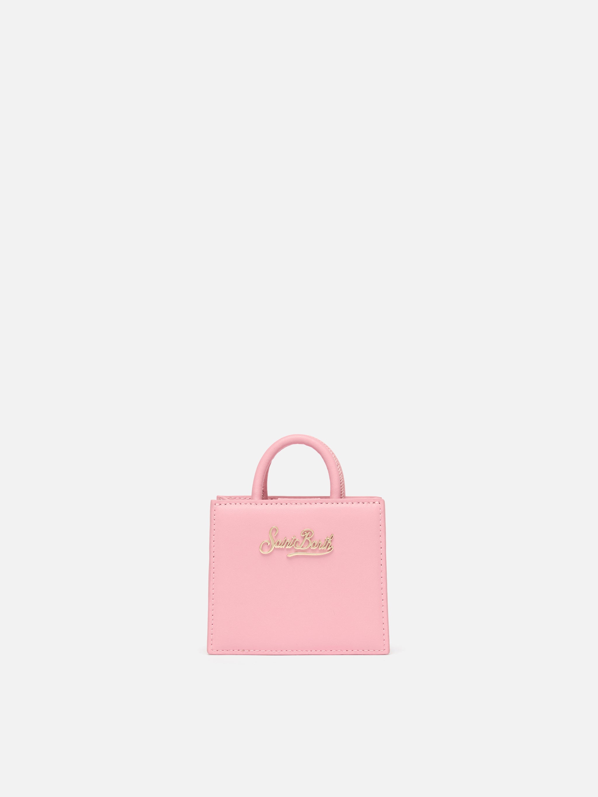 Structured Shop Micro Bag Pink Smooth Leather With Metal Tag