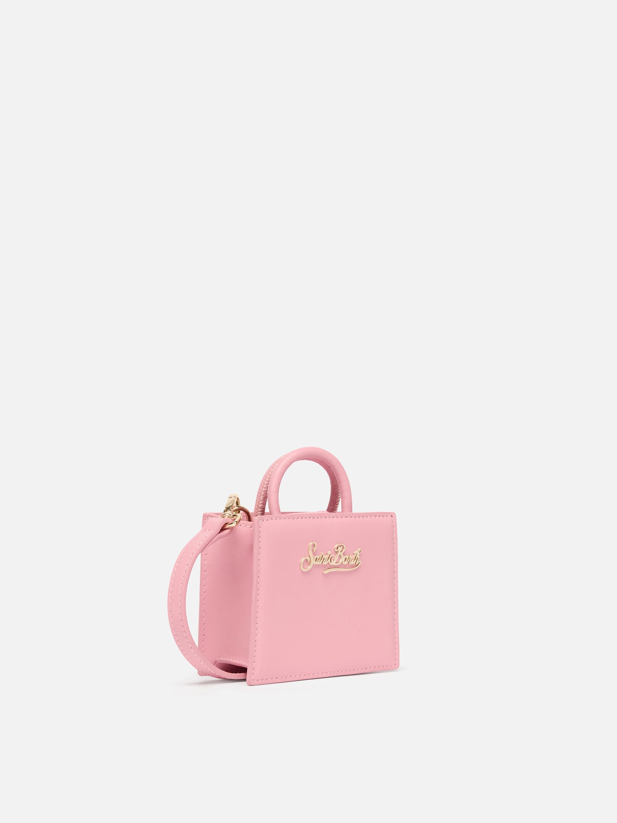 Structured Shop Micro Bag Pink Smooth Leather With Metal Tag