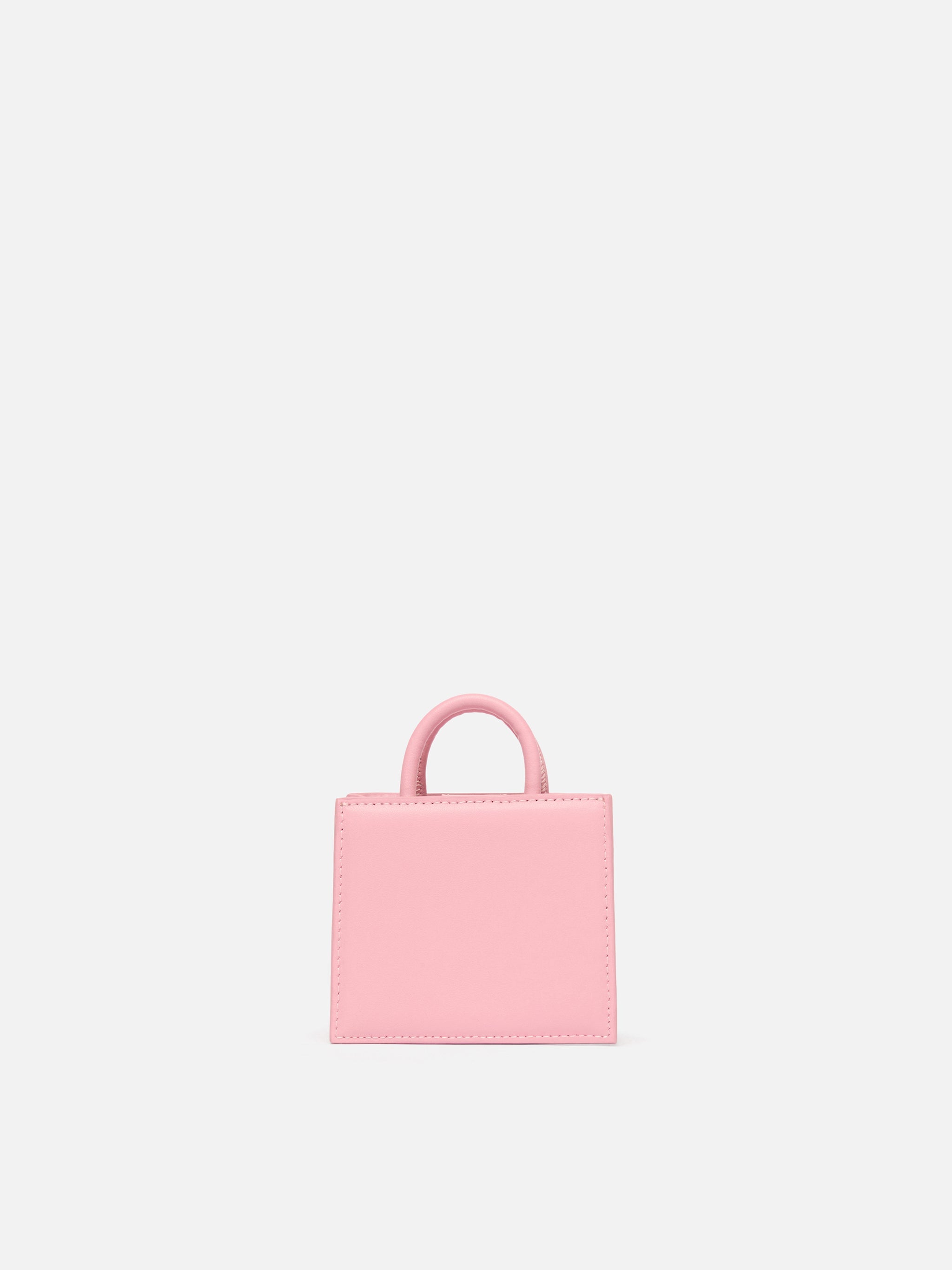 Structured Shop Micro Bag Pink Smooth Leather With Metal Tag