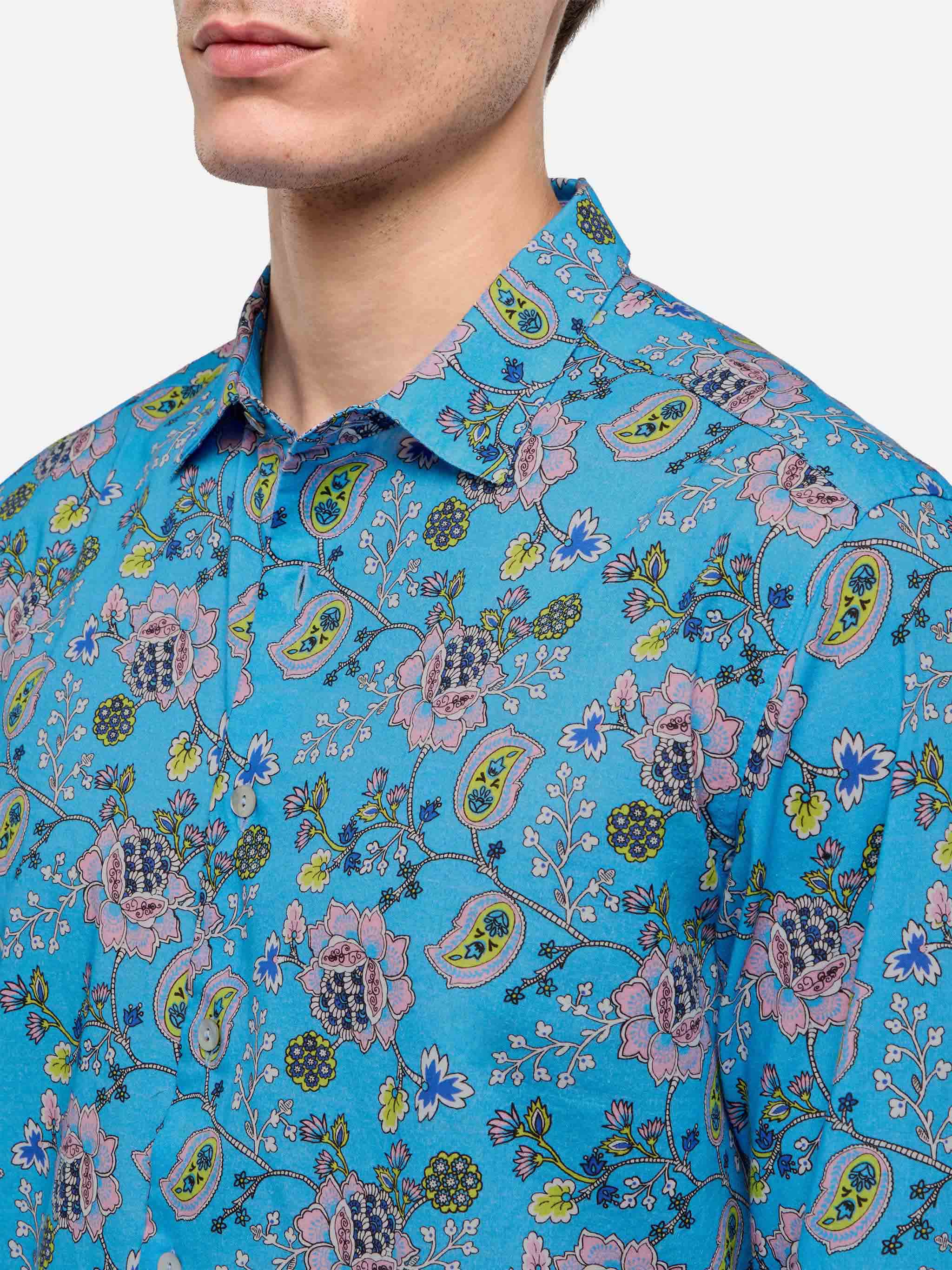 Muslin Cotton Shirt Sikelia With Boho Print Sky