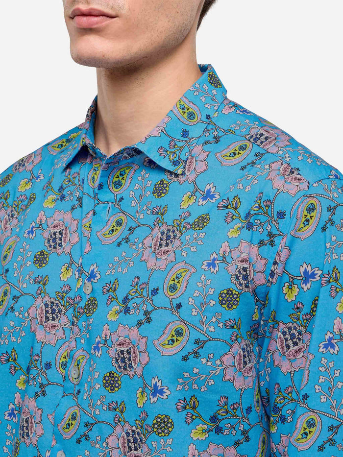 Muslin Cotton Shirt Sikelia With Boho Print Sky