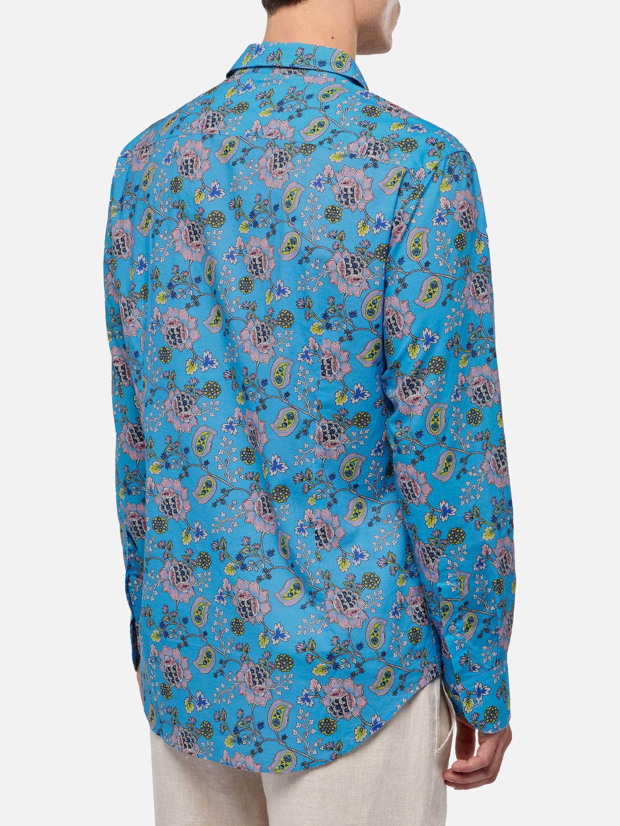 Muslin Cotton Shirt Sikelia With Boho Print Sky