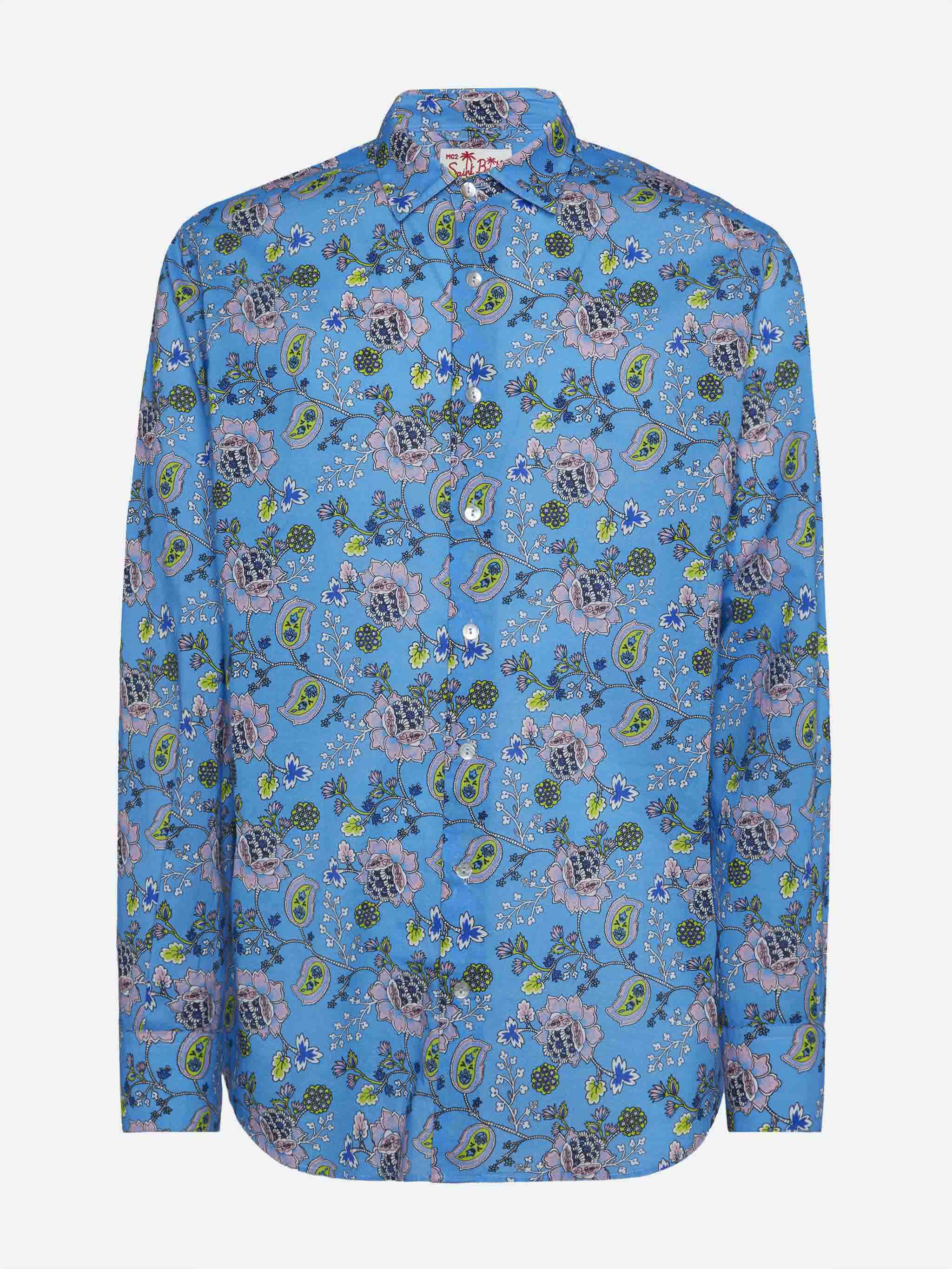 Muslin Cotton Shirt Sikelia With Boho Print Sky