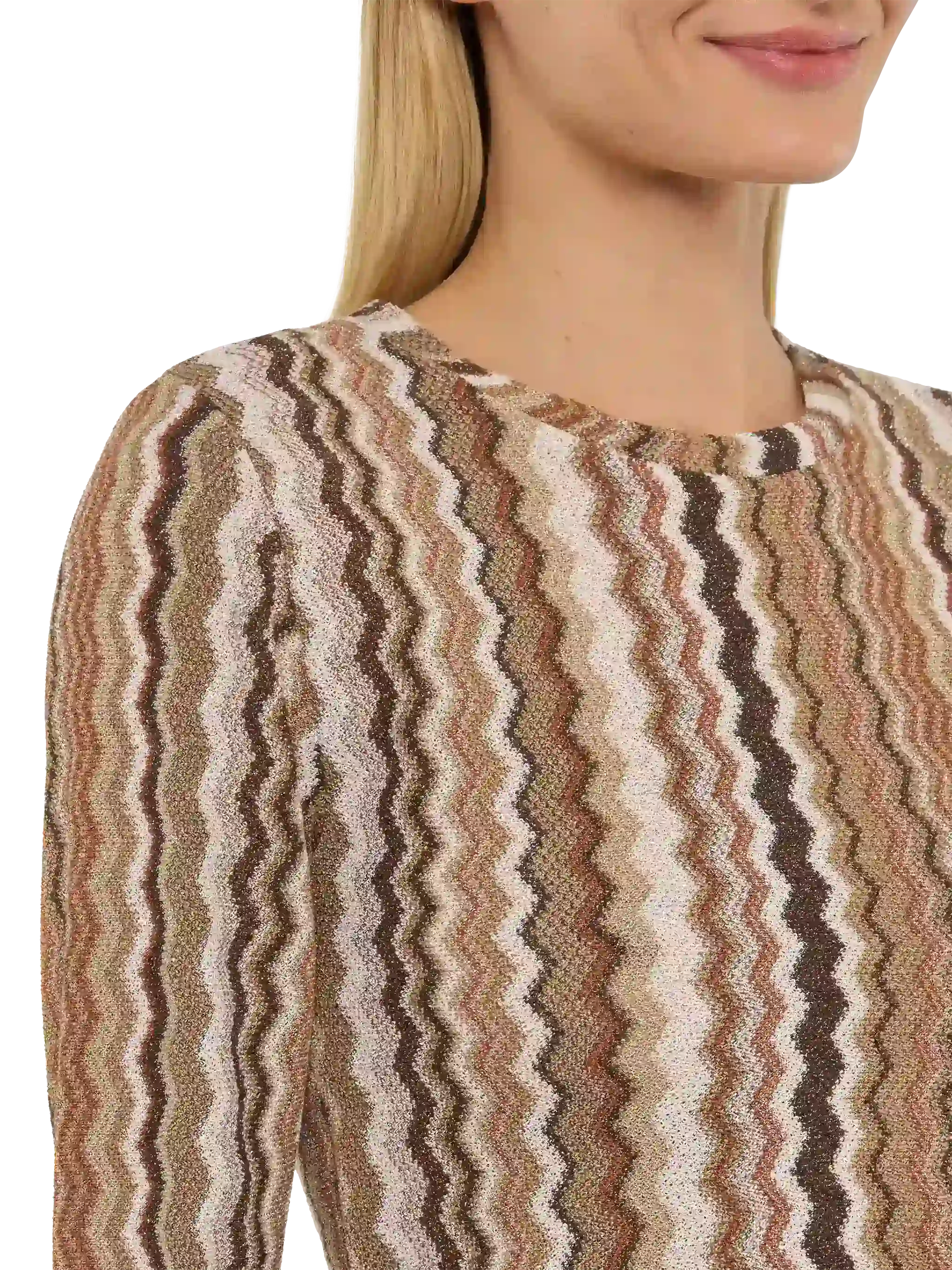 Siviglia Raschel Knit Cropped T-Shirt Brown