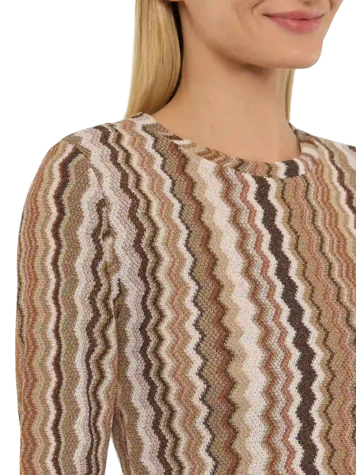 Siviglia Raschel Knit Cropped T-Shirt Brown