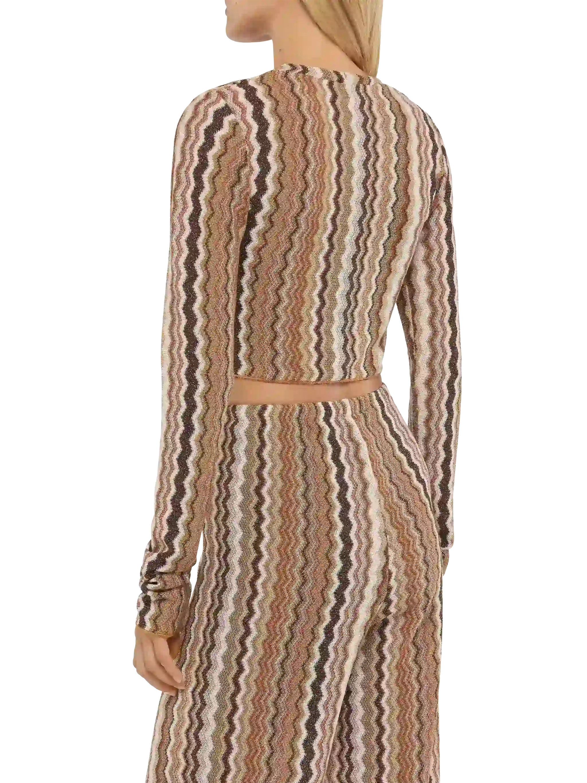 Siviglia Raschel Knit Cropped T-Shirt Brown