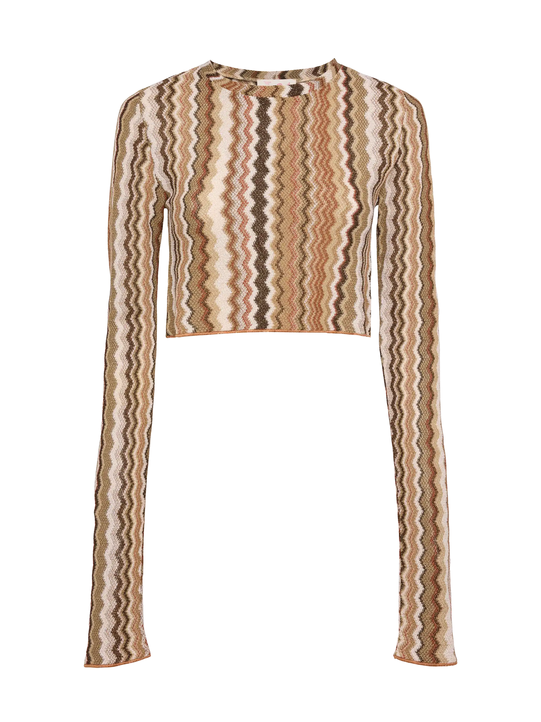 Siviglia Raschel Knit Cropped T-Shirt Brown