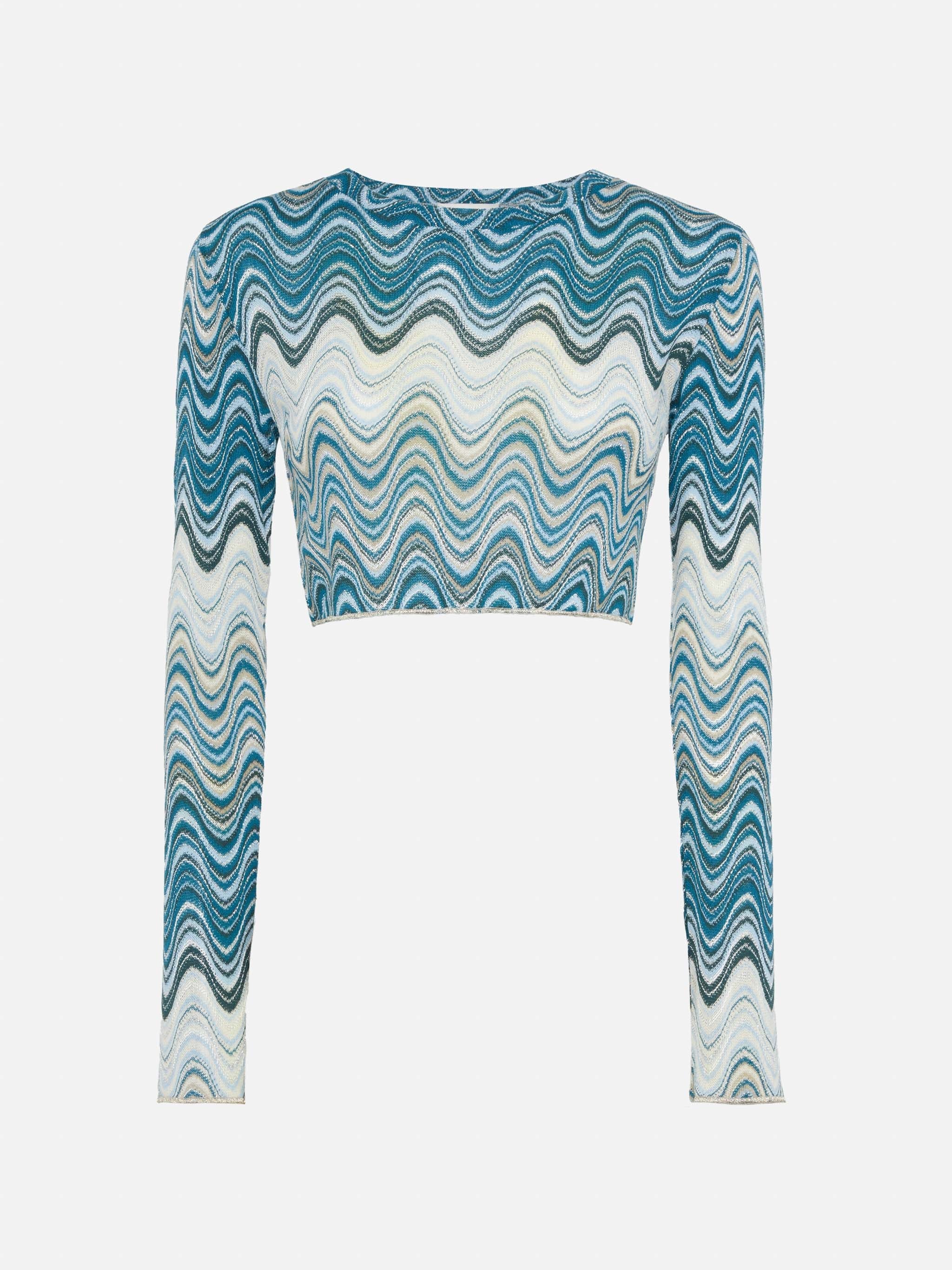 Siviglia Raschel Knit Cropped T-Shirt Green