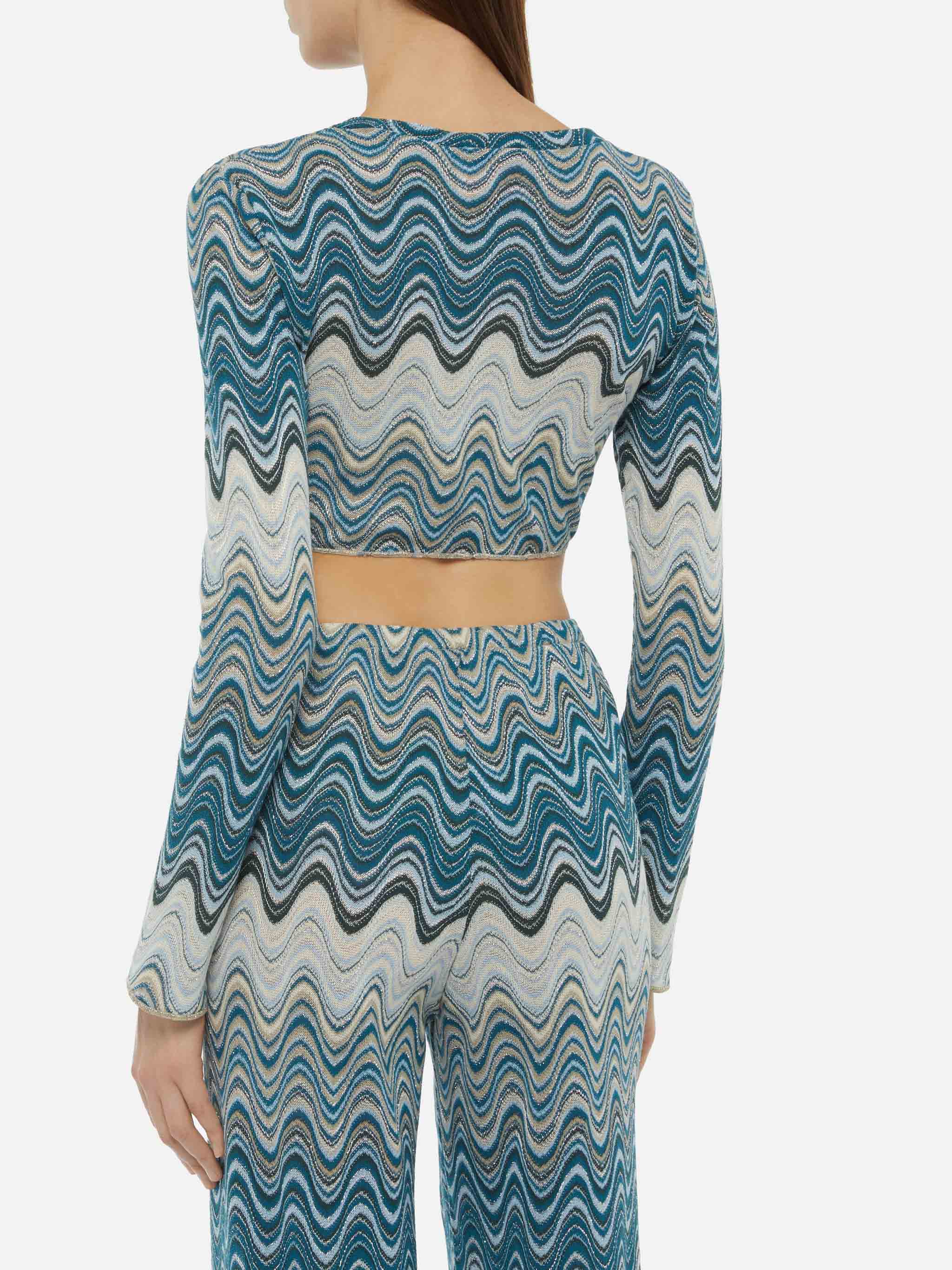 Siviglia Raschel Knit Cropped T-Shirt Green