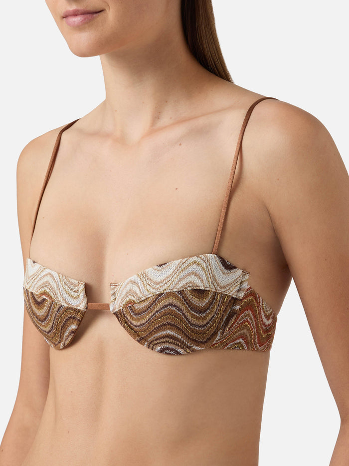 Salina Balconette Bikini Top Degradé Raschel Fabric Brown