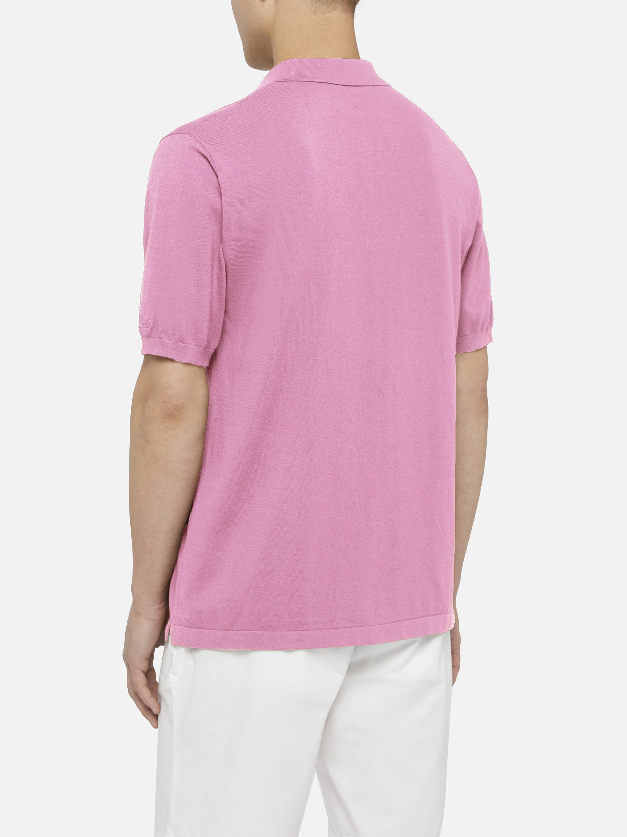 Sloan Bubble Pink Buttonless Knitted Polo Shirt Knitwear