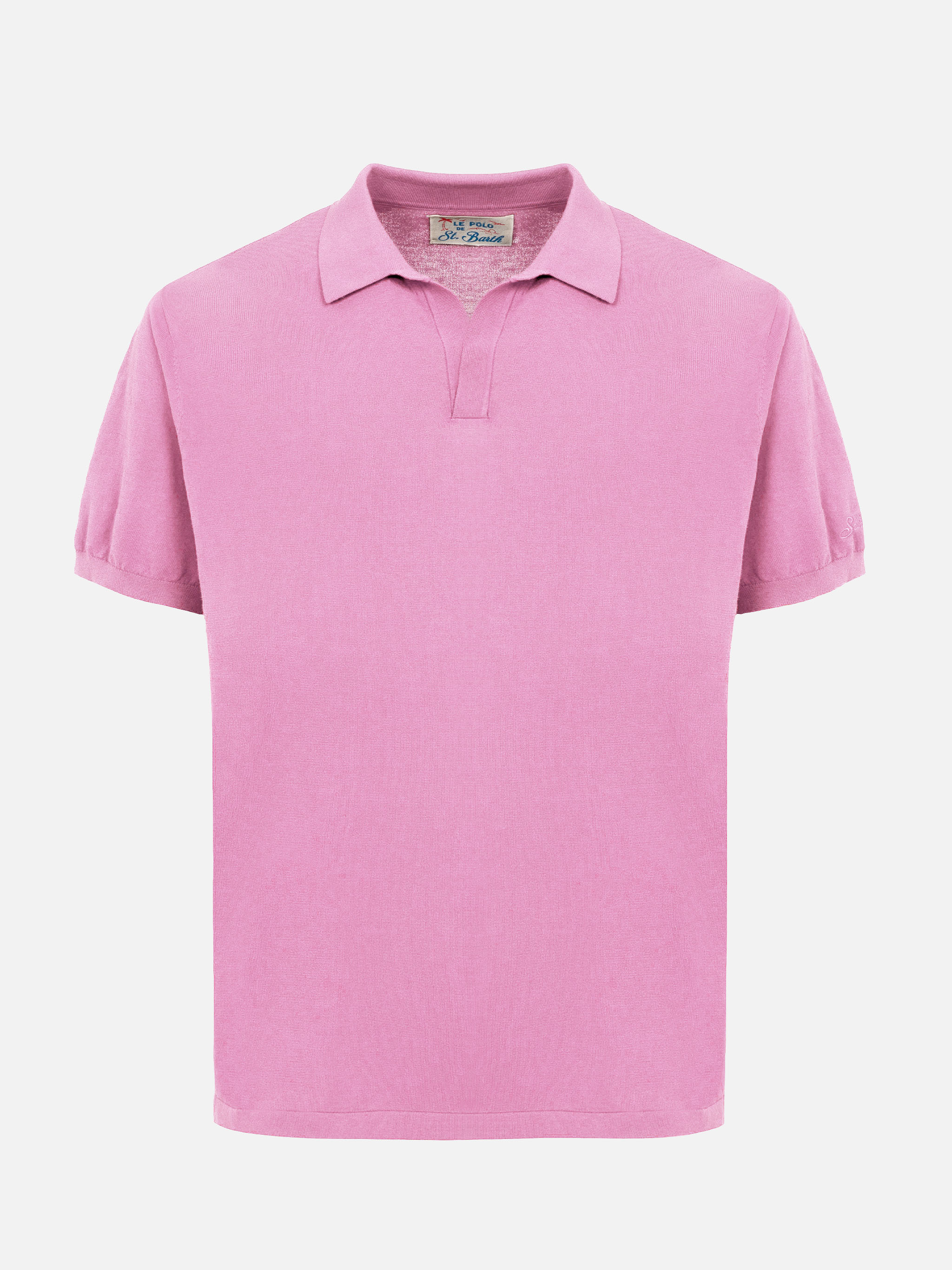 Sloan Bubble Pink Buttonless Knitted Polo Shirt Knitwear