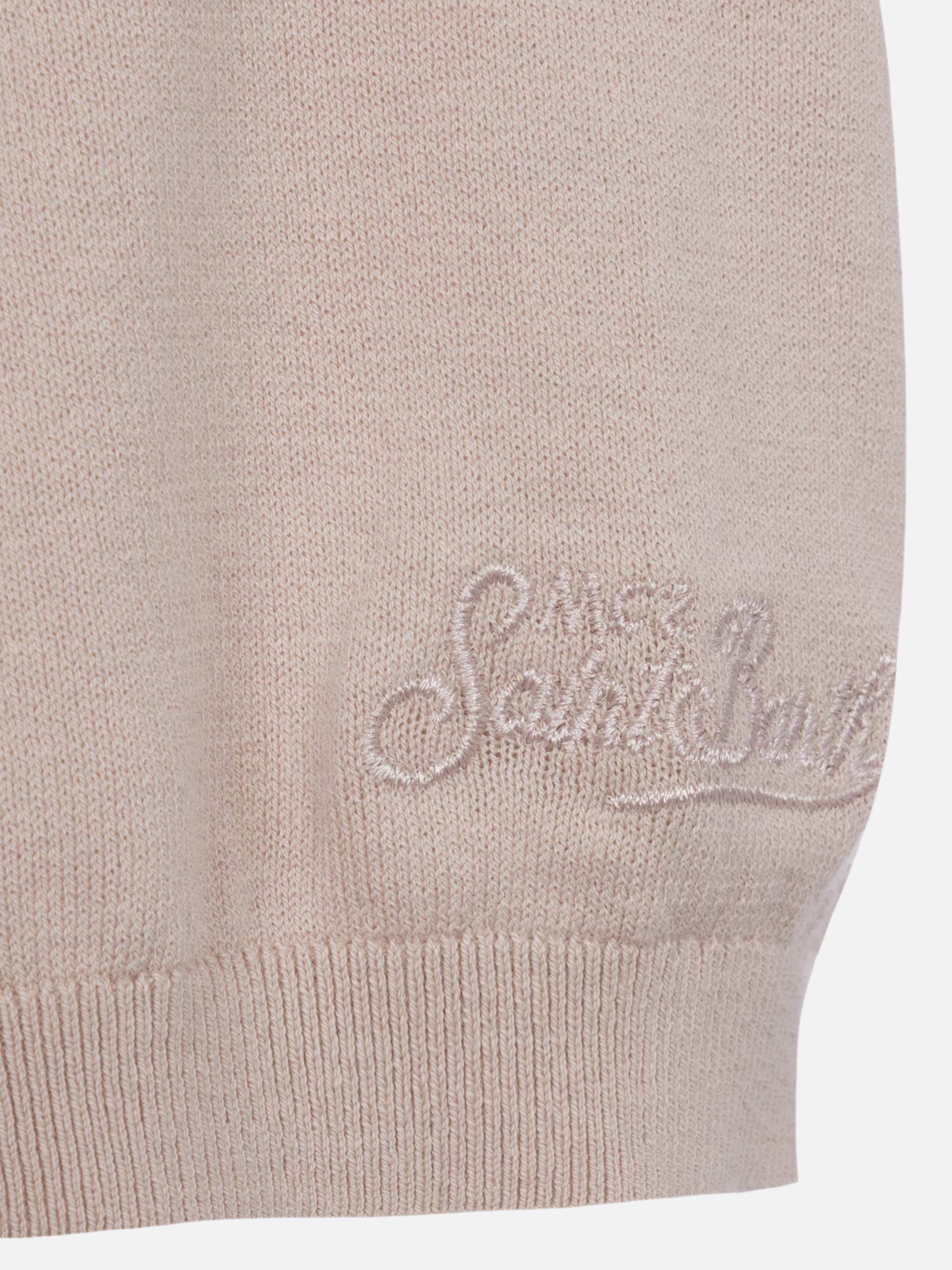 Sloan Stone Grey Buttonless Knitted Polo Shirt Knitwear