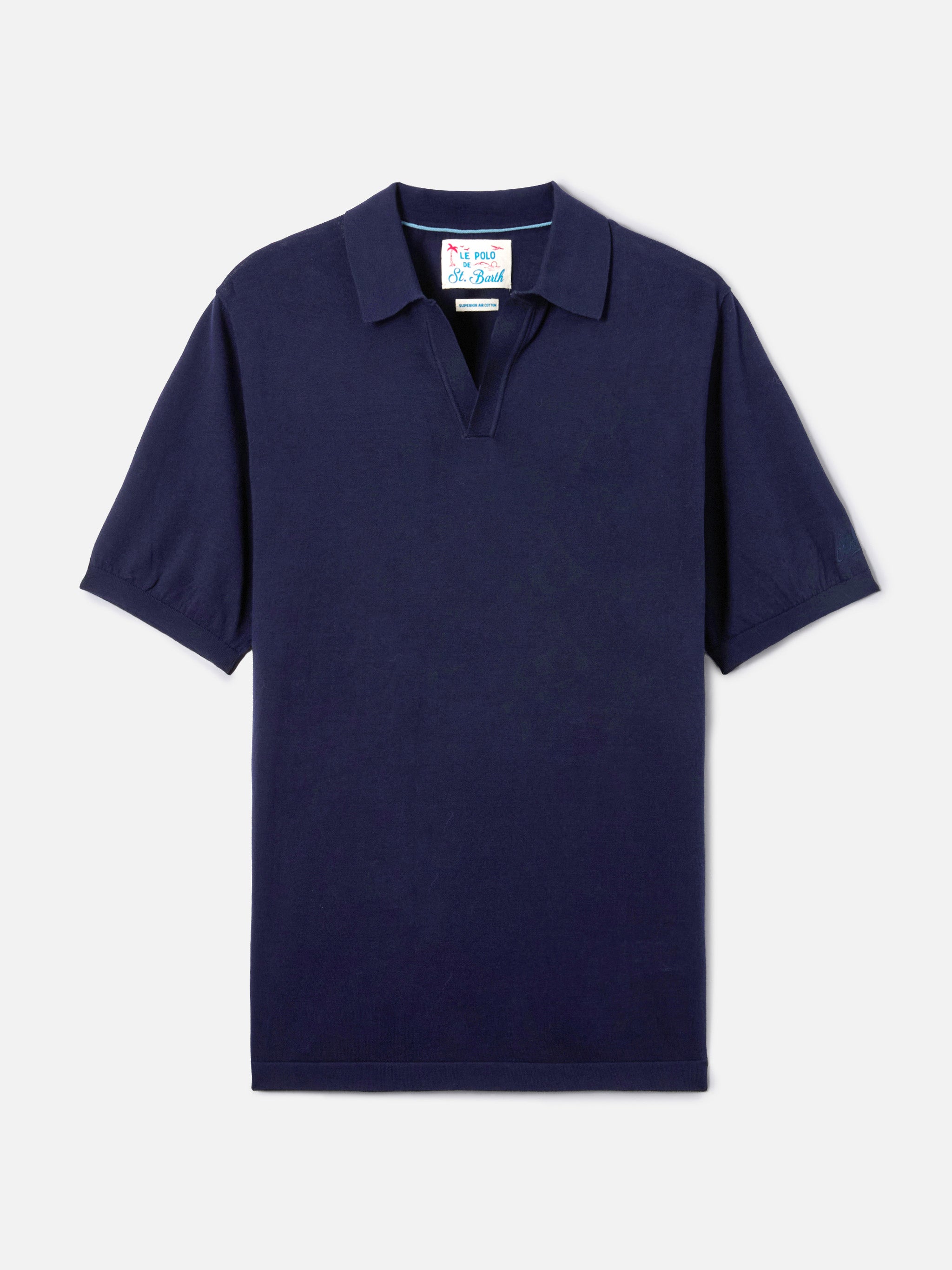 Sloan Solid Navy Blue Polo Premium High-Twist Cotton Knitwear