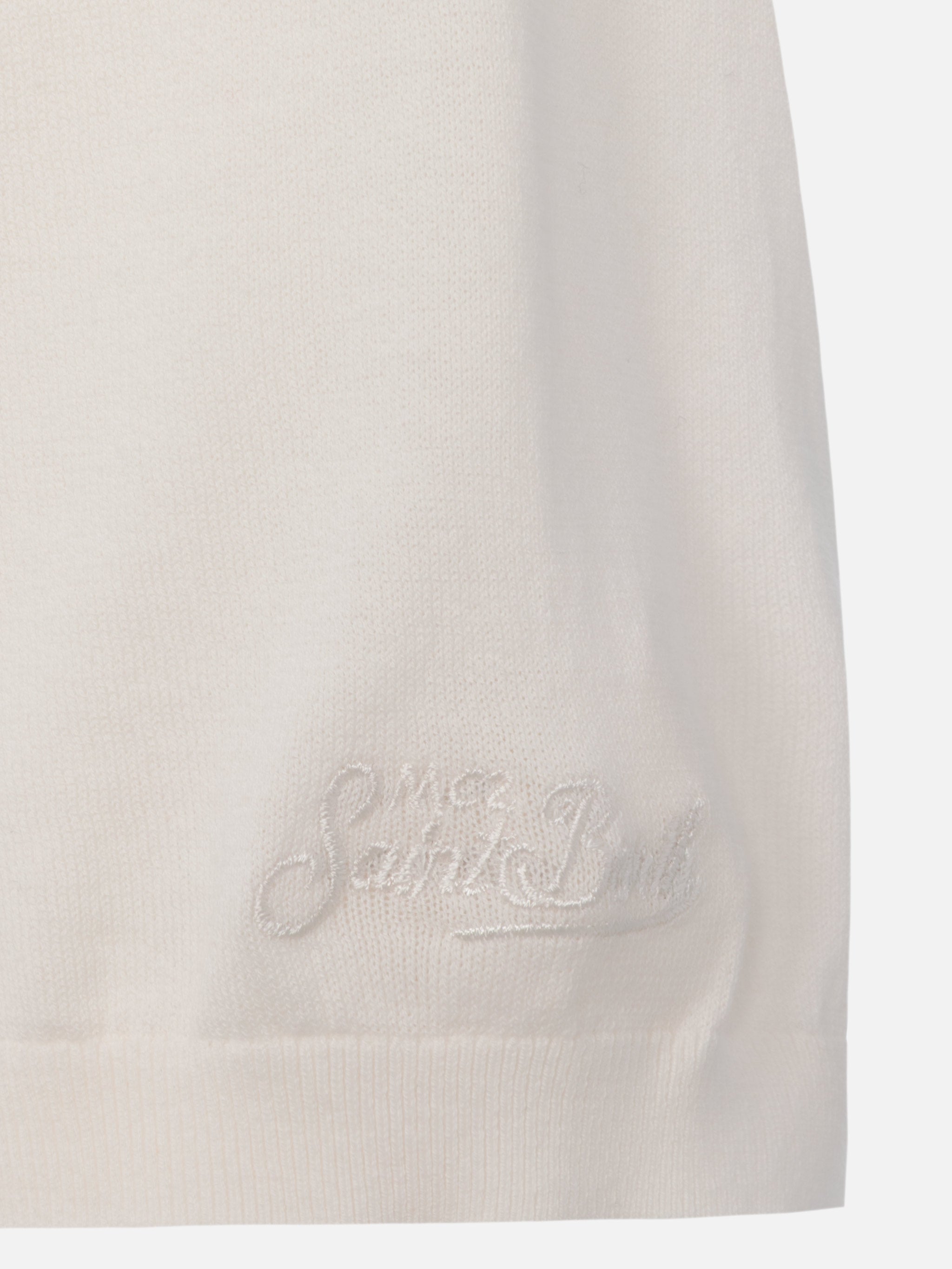 Sloan White Buttonless Knitted Polo Shirt Knitwear