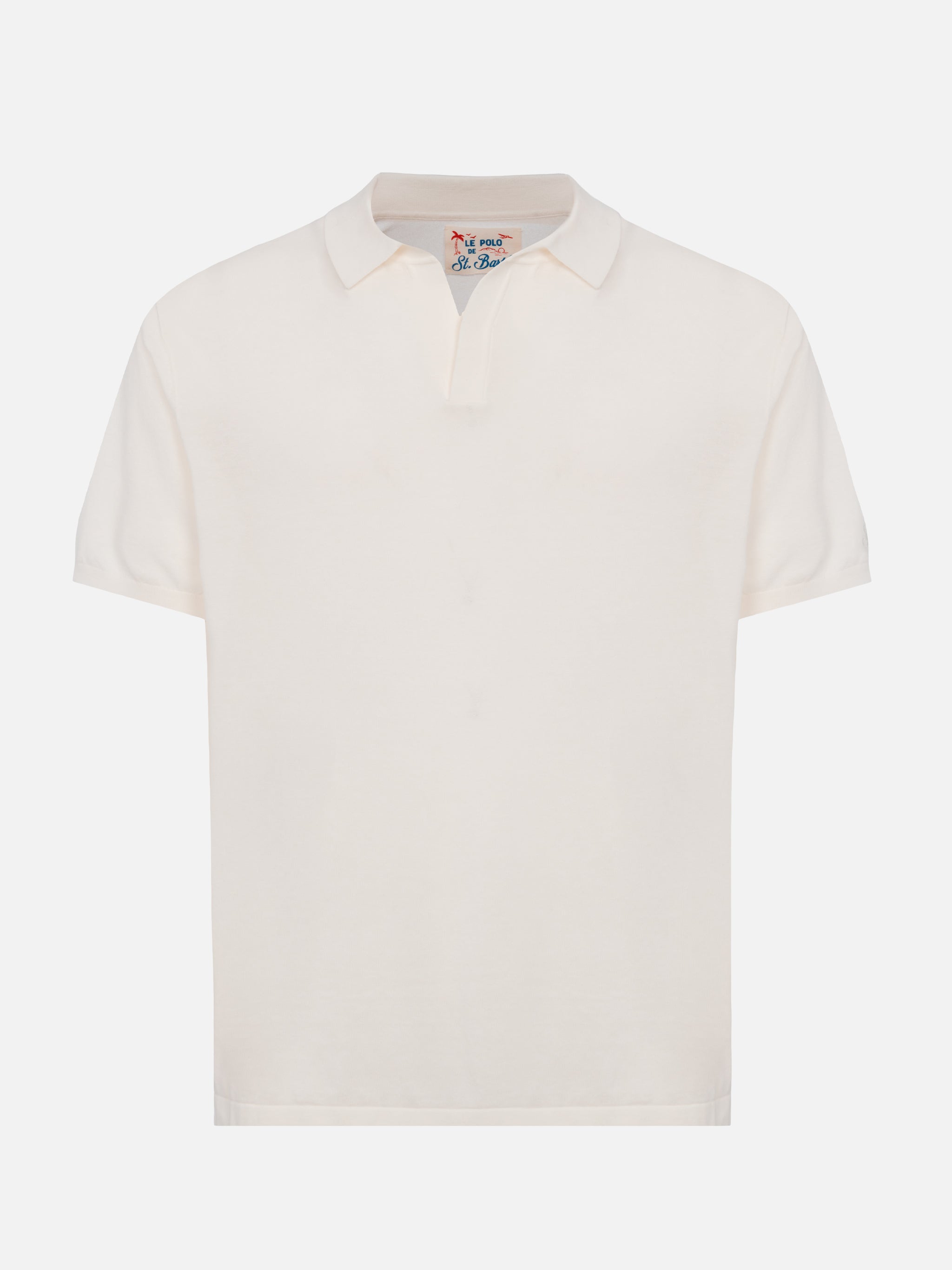 Sloan White Buttonless Knitted Polo Shirt Knitwear