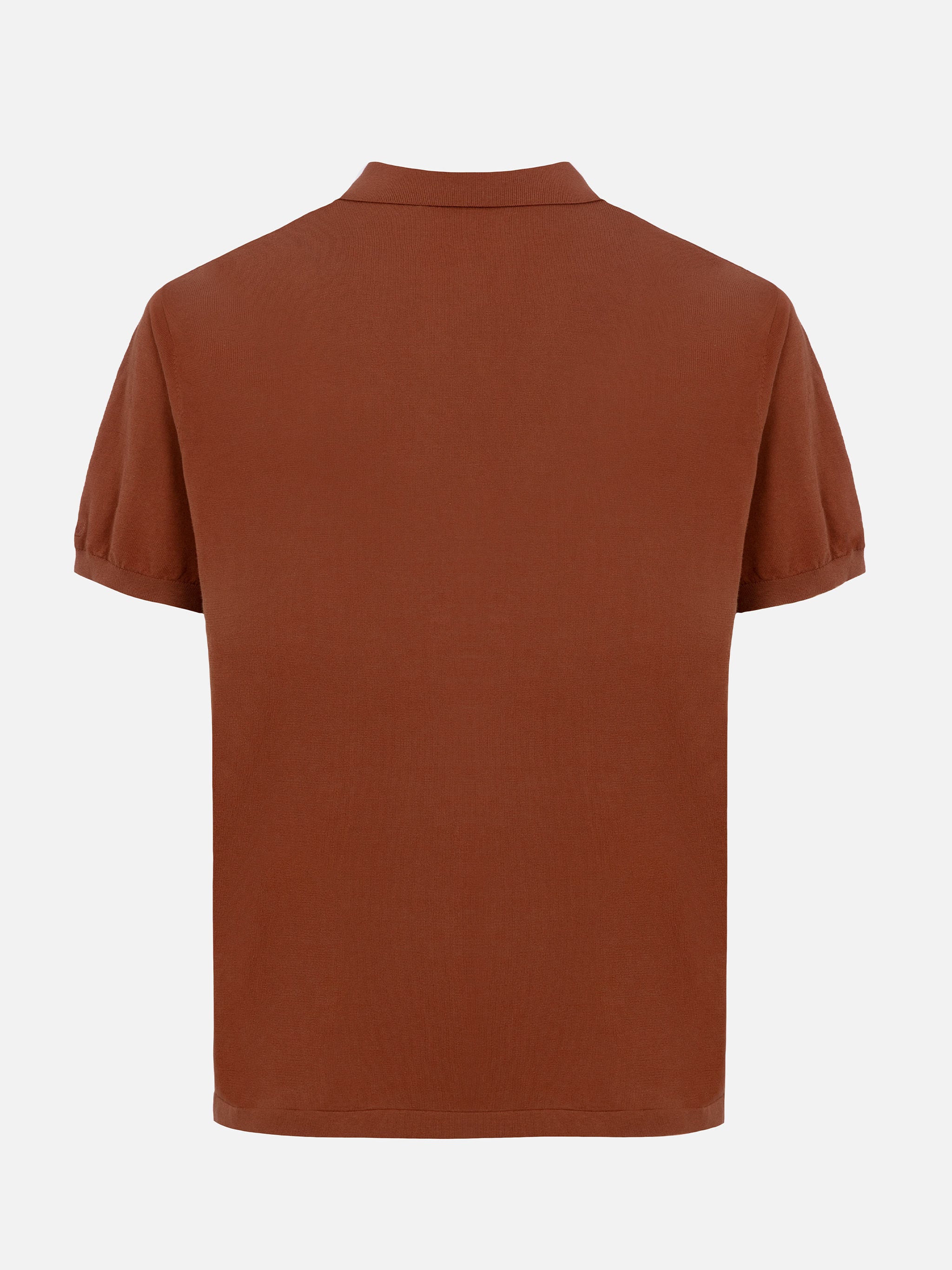 Sloan Camel Brown Buttonless Knitted Polo Shirt Knitwear