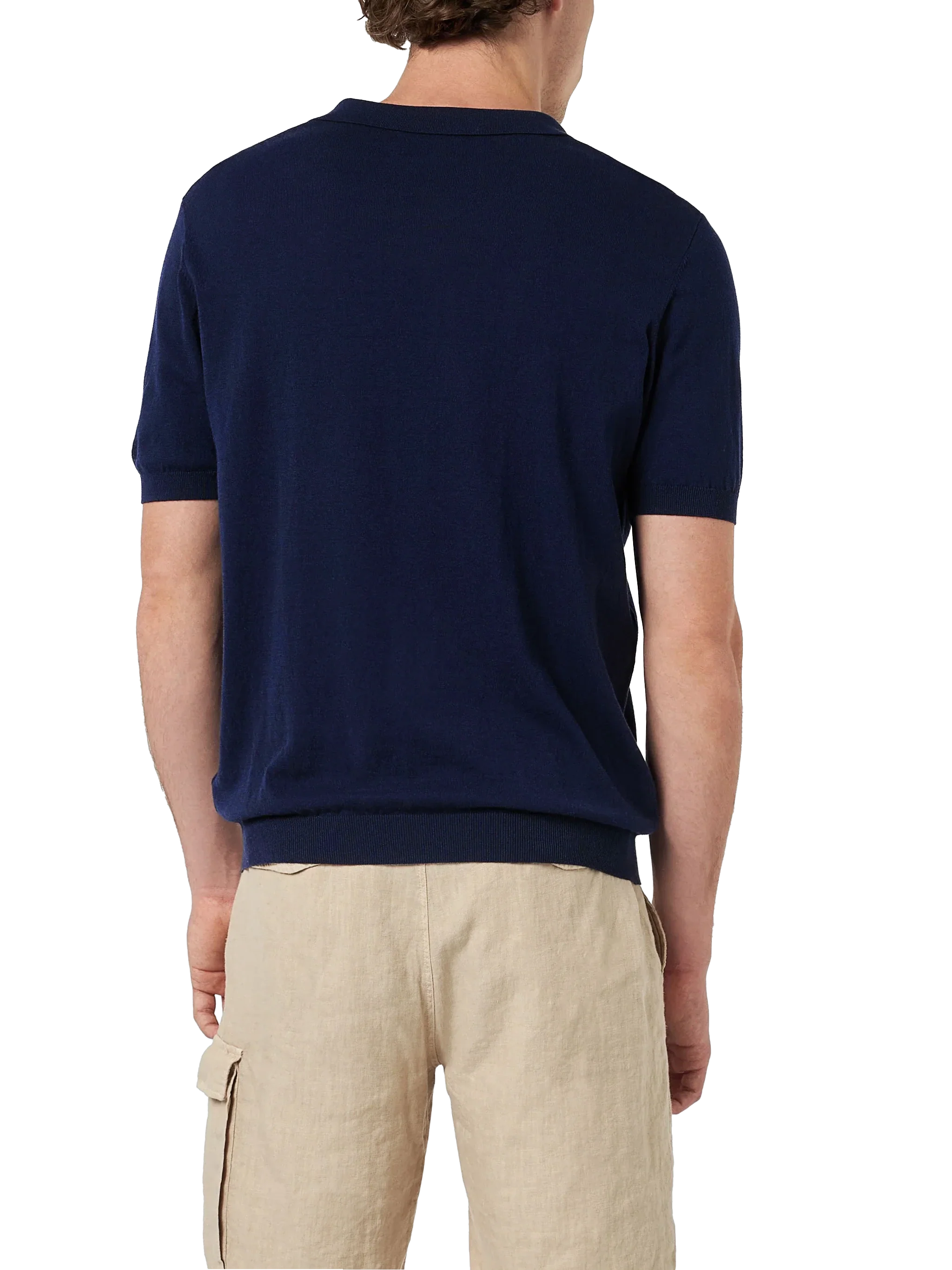 Navy Blue Buttonless Knitted Polo Shirt Sloan Knitwear