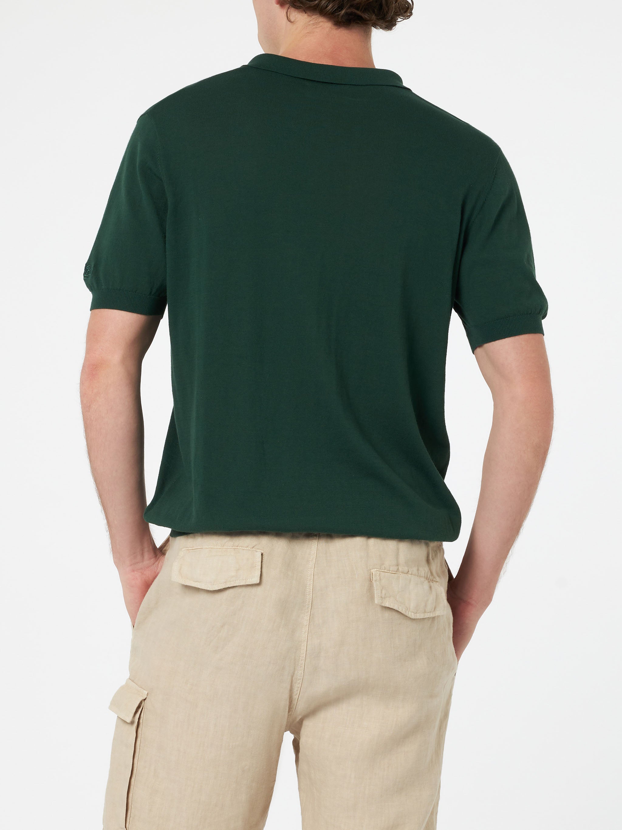 British Green Buttonless Knitted Polo Shirt Sloan Knitwear