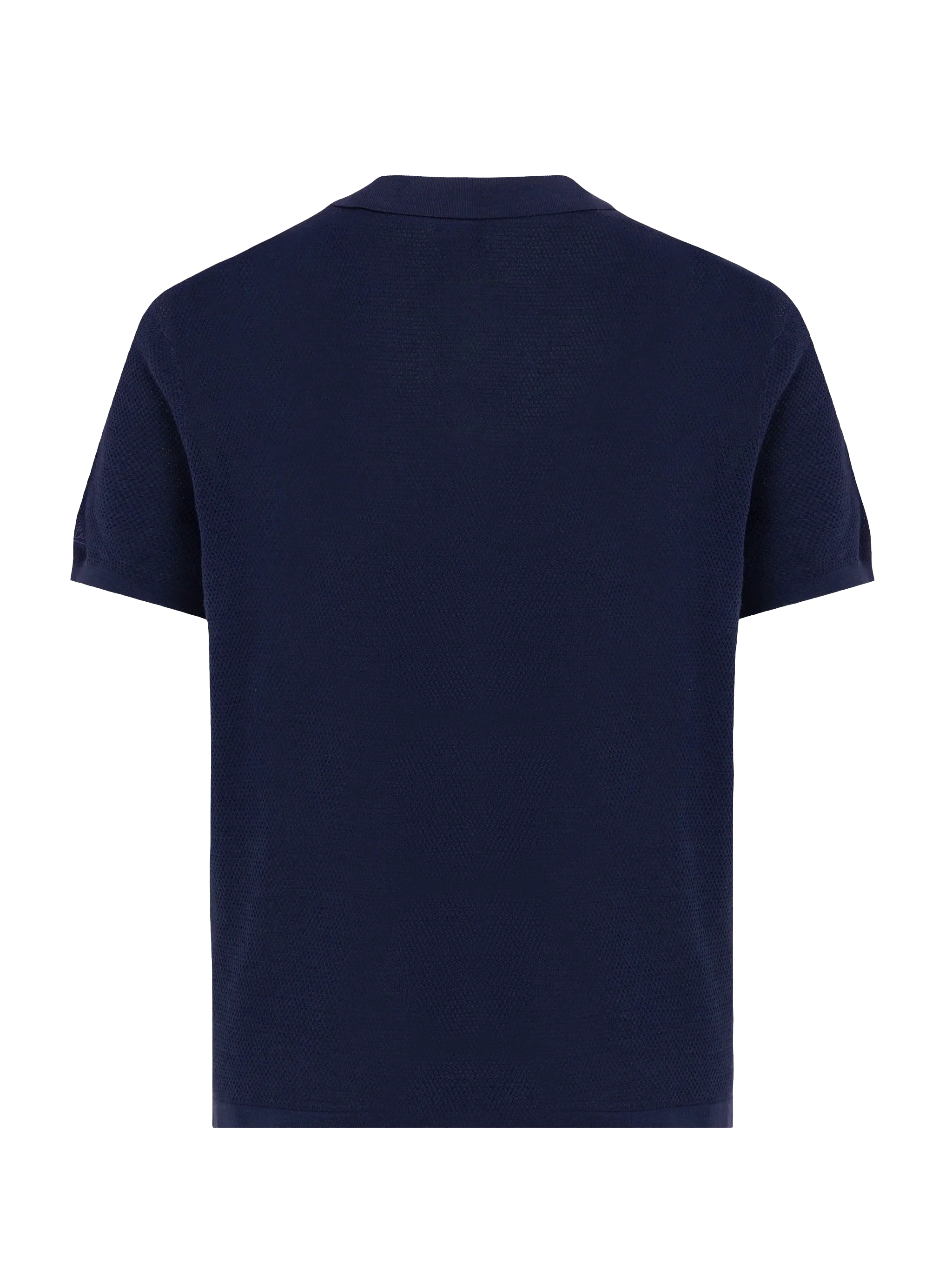 Sloan Navy Blue Mesh Buttonless Knitted Polo Shirt Knitwear