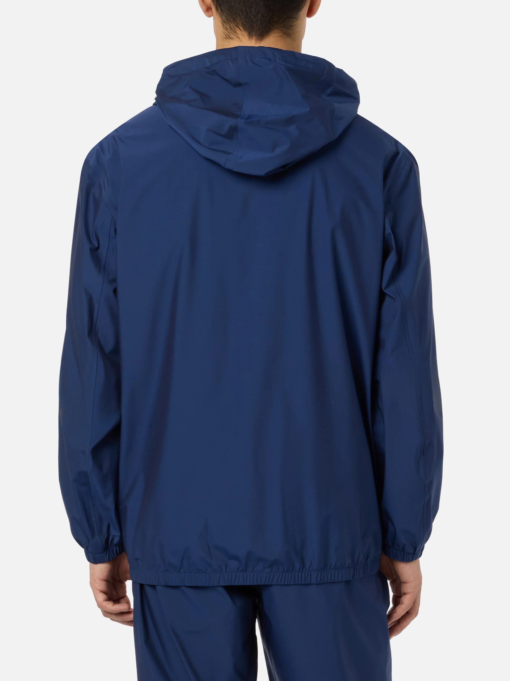 Man Hooded Lightweight Navy Blue Fabric Windbreaker Sloop __single__ Jacket