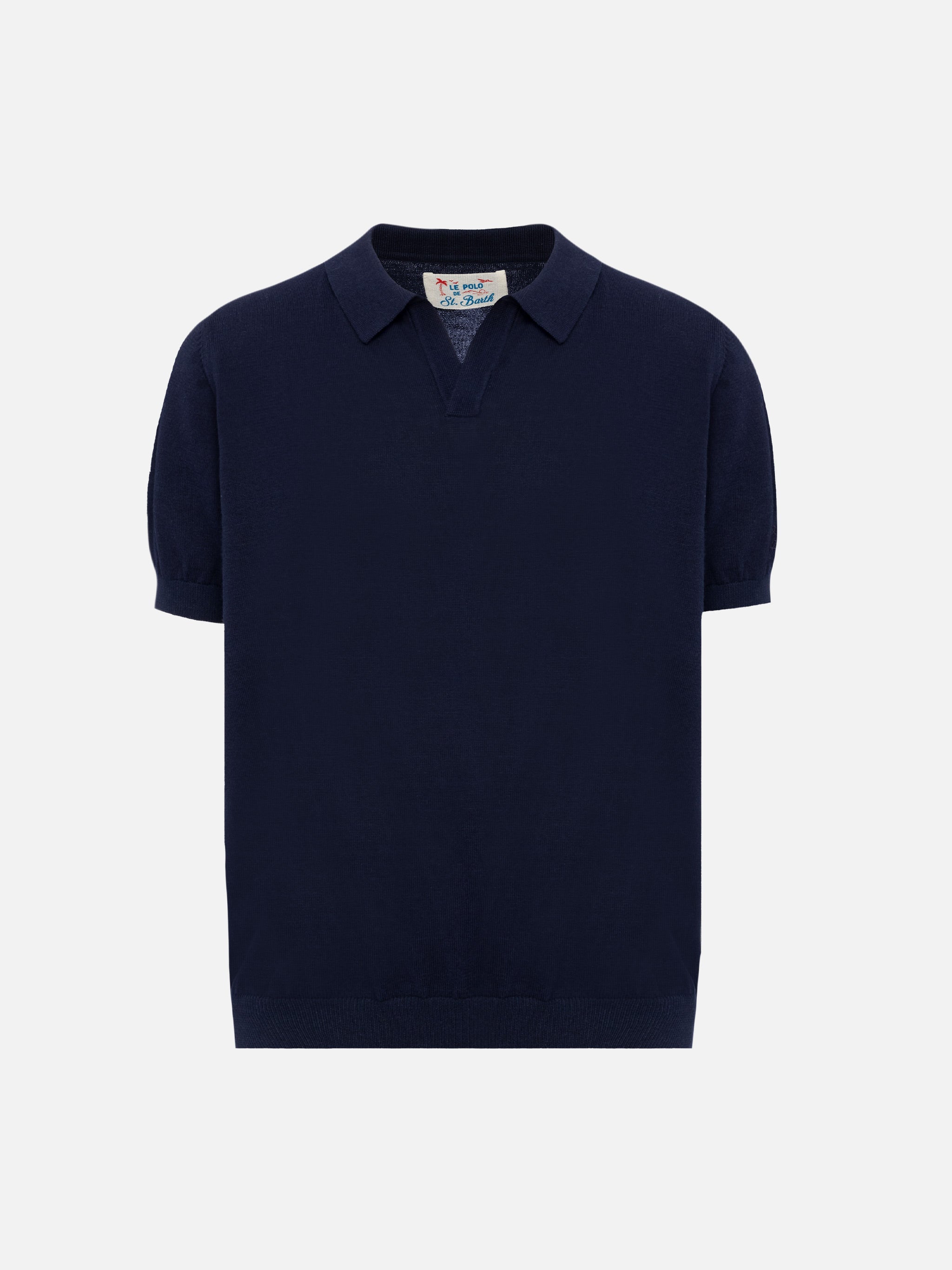 Sloan Jr Navy Blue Knitted Polo Shirt Knitwear