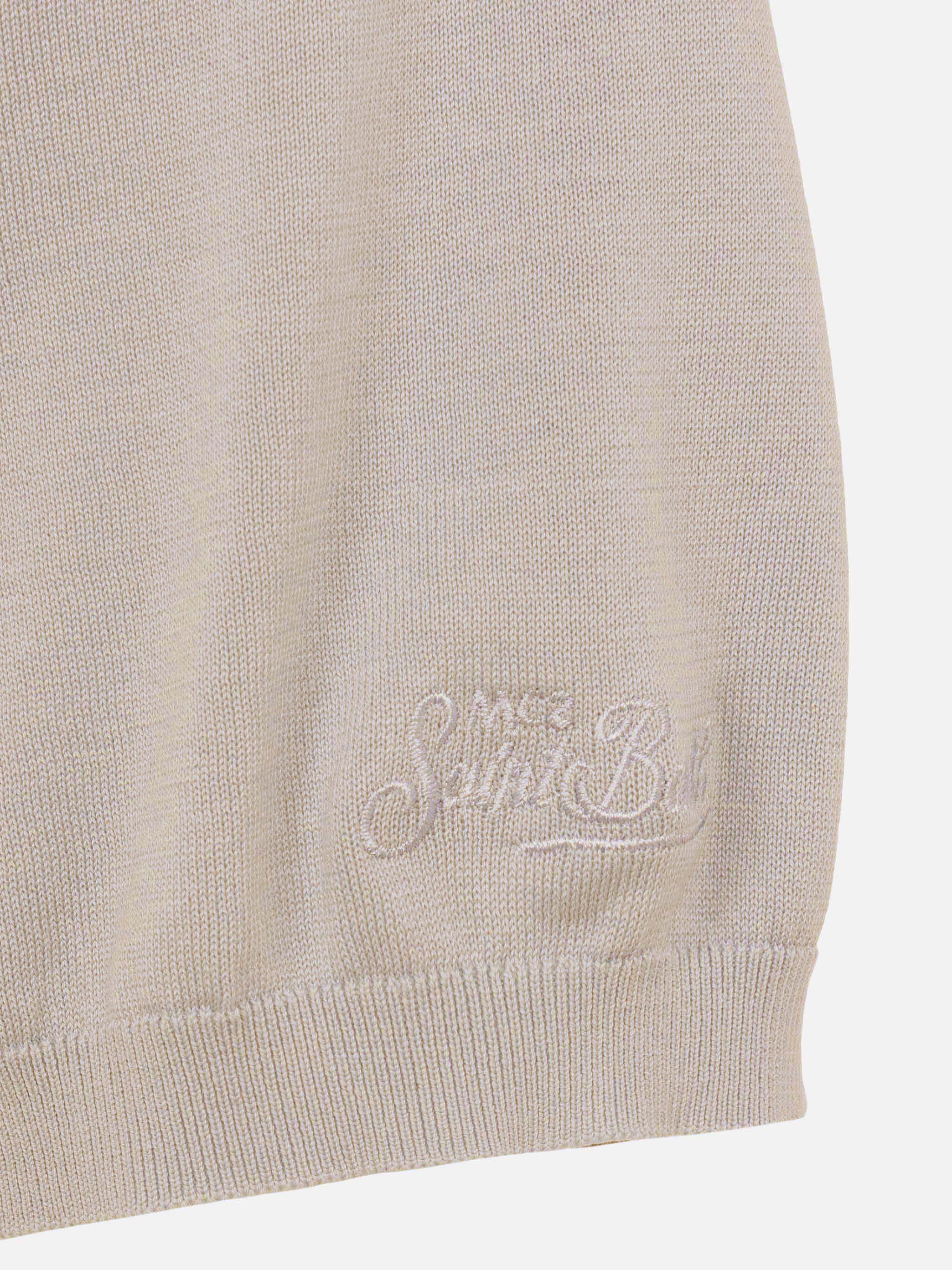 Sloan Beige Silk Cotton Knitted Polo Shirt Brown Knitwear