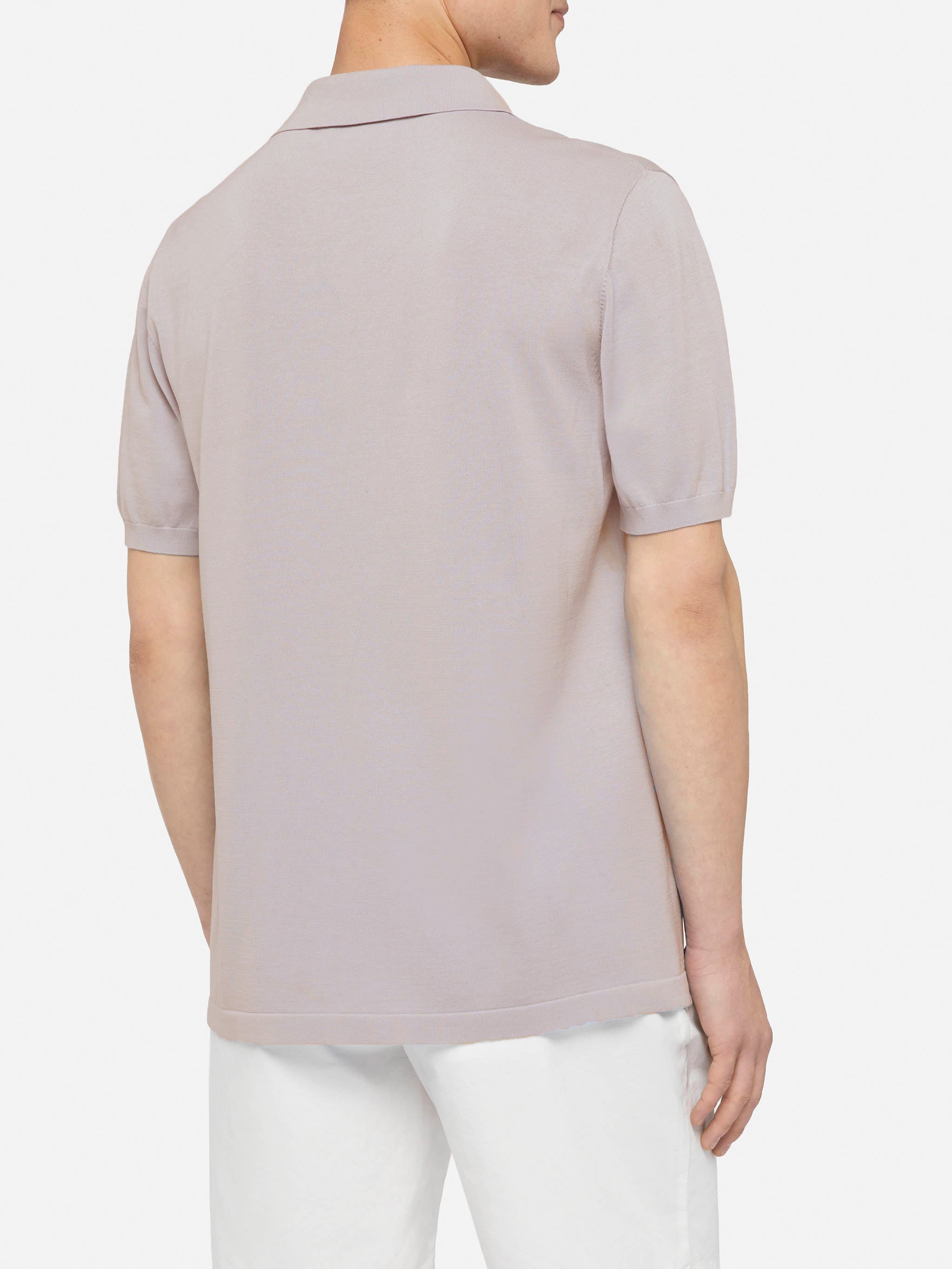 Sloan Beige Silk Cotton Knitted Polo Shirt Brown Knitwear