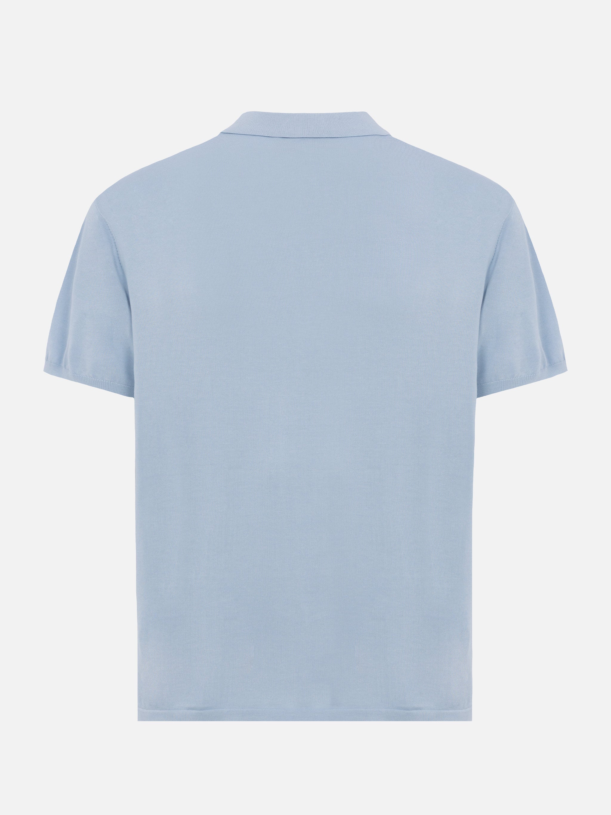 Sloan Light Blue Silk Cotton Knitted Polo Shirt Sky Knitwear