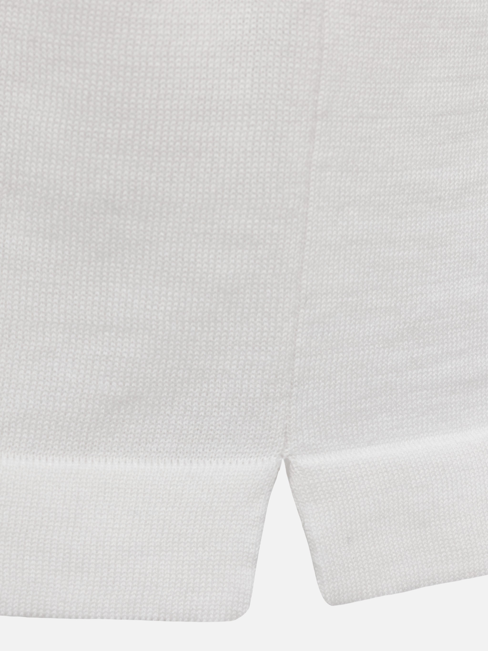 Sloan White Silk Cotton Knitted Polo Shirt Knitwear