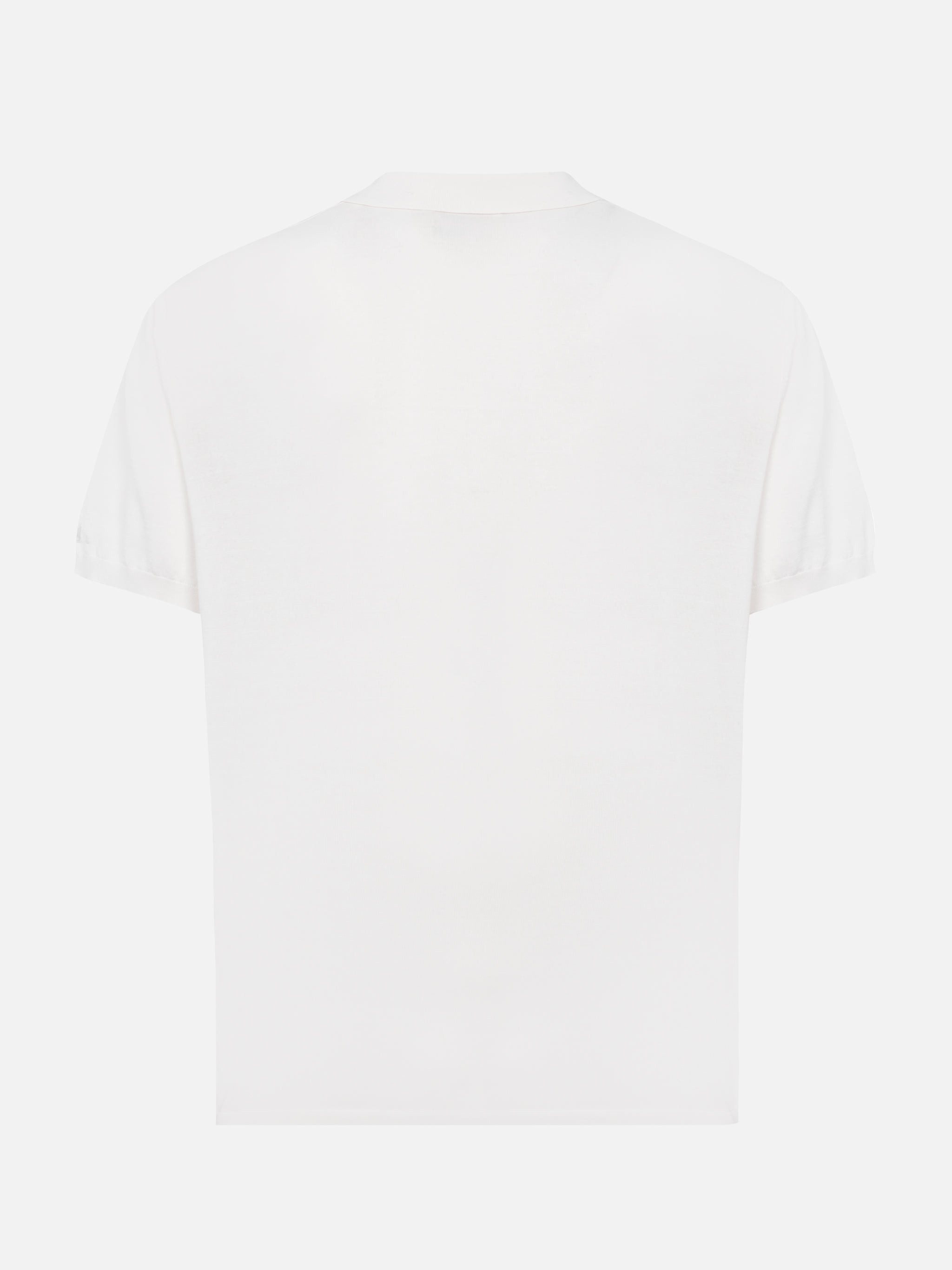 Sloan White Silk Cotton Knitted Polo Shirt Knitwear