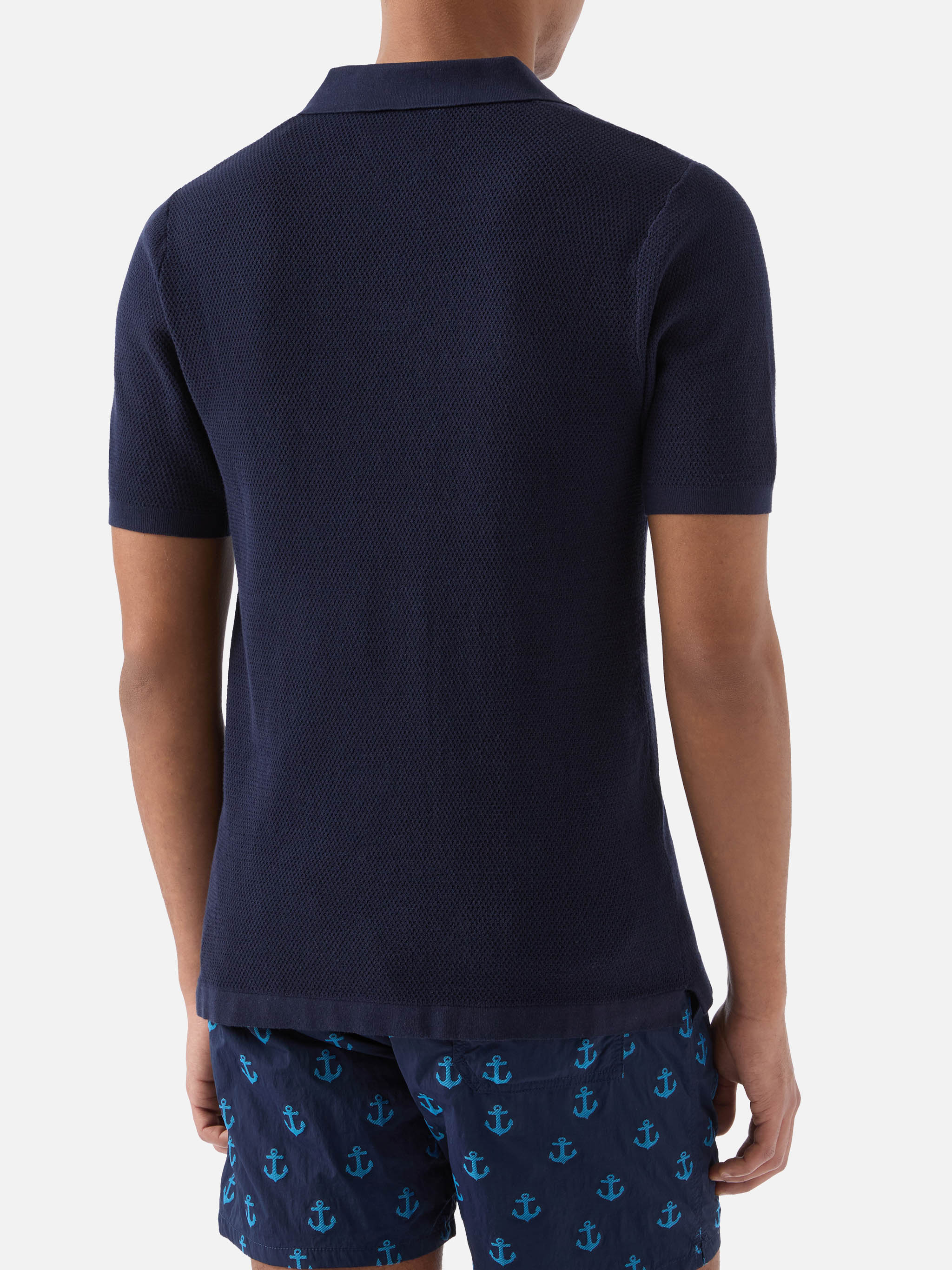 Sloan Mesh Blue Polo Premium High-Twist Cotton Knitwear