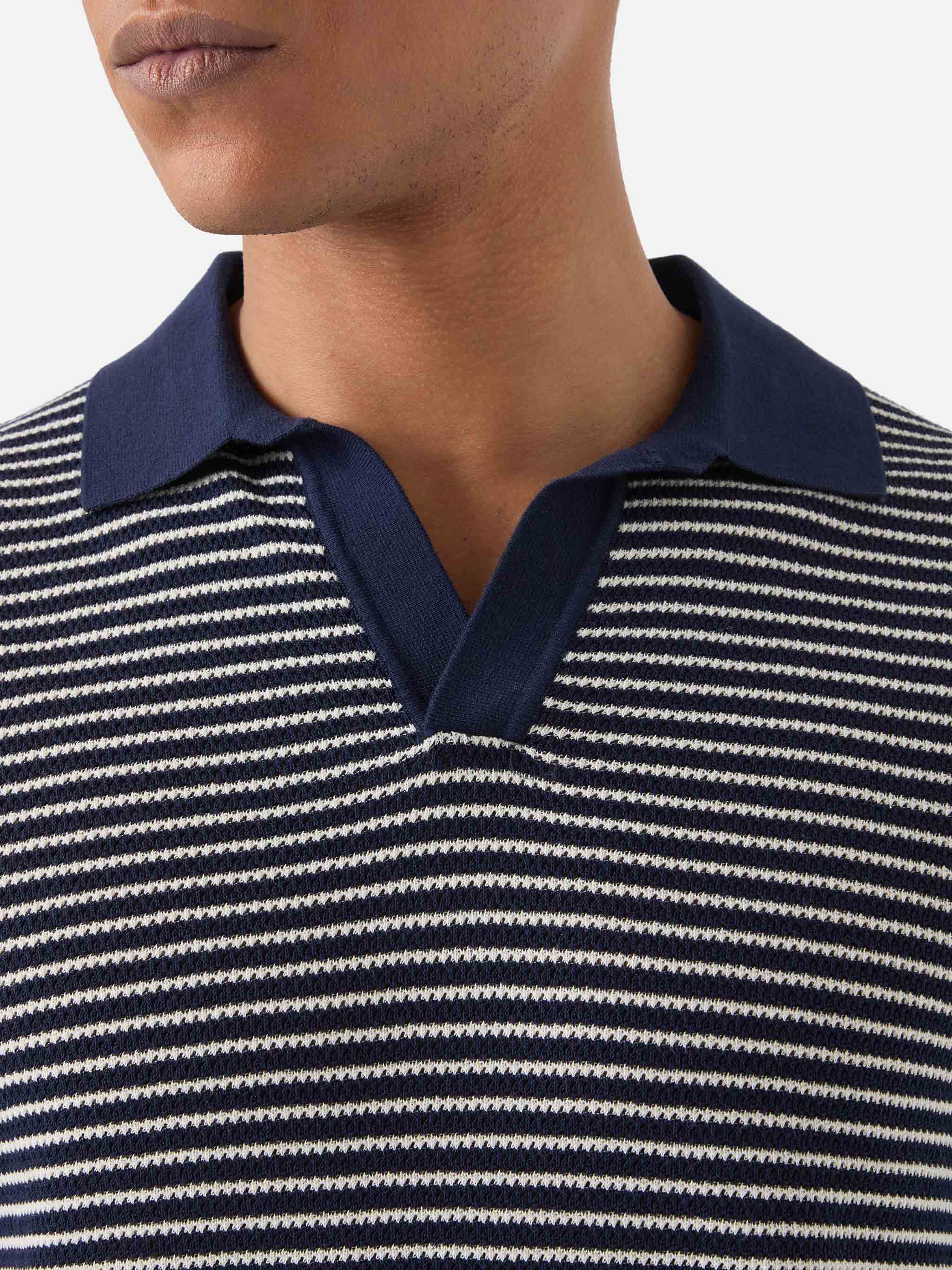 Sloan Striped Polo Premium High-Twist Cotton With Blue Stripes Knitwear