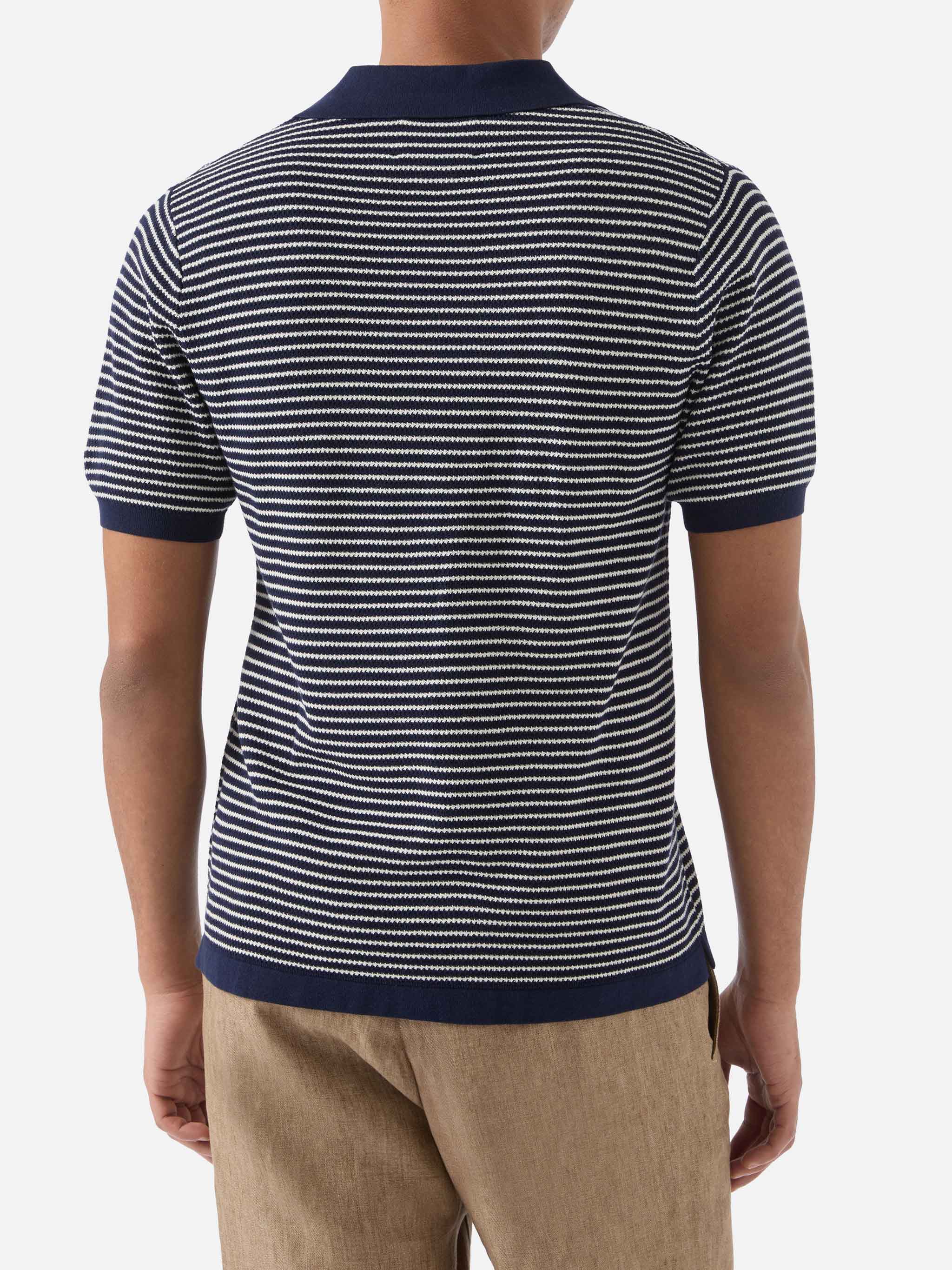 Sloan Striped Polo Premium High-Twist Cotton With Blue Stripes Knitwear