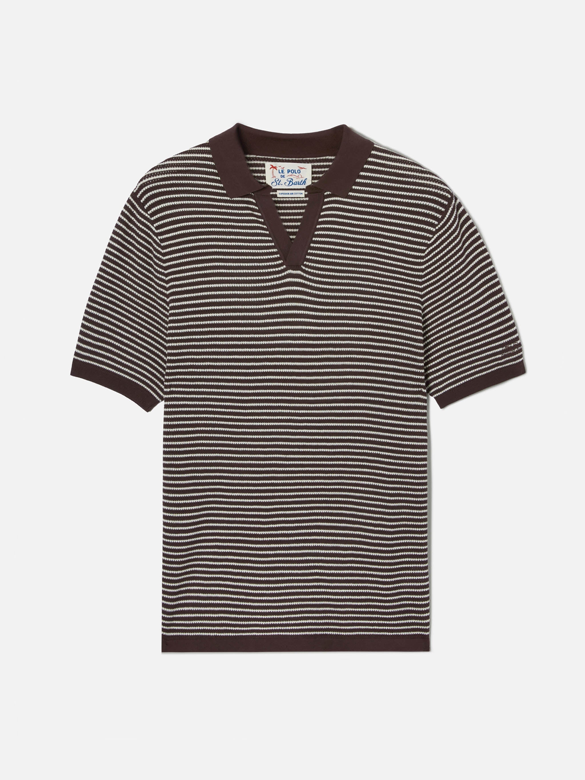 Sloan Striped Polo Premium High-Twist Cotton With Brown Stripes Knitwear