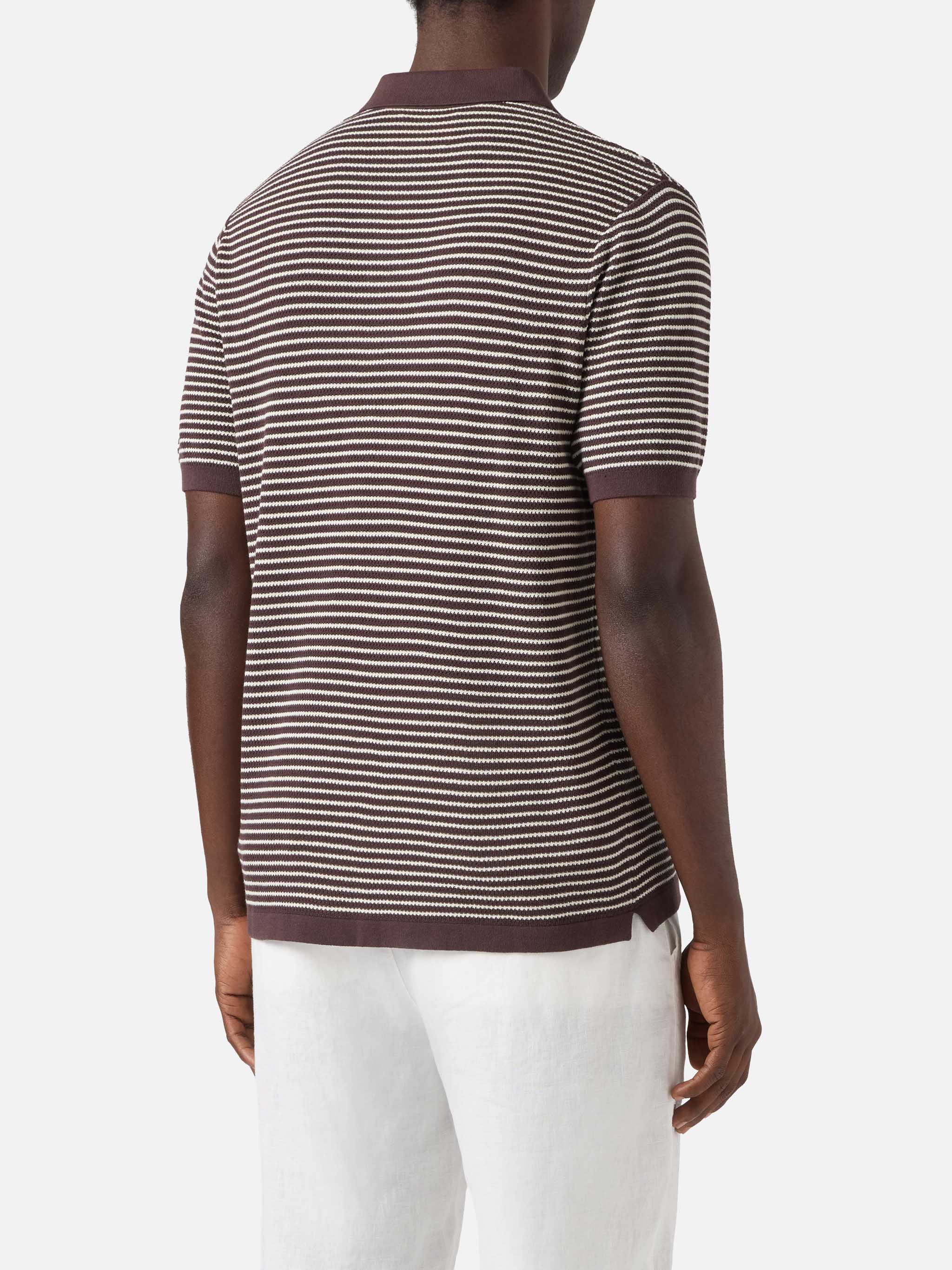 Sloan Striped Polo Premium High-Twist Cotton With Brown Stripes Knitwear