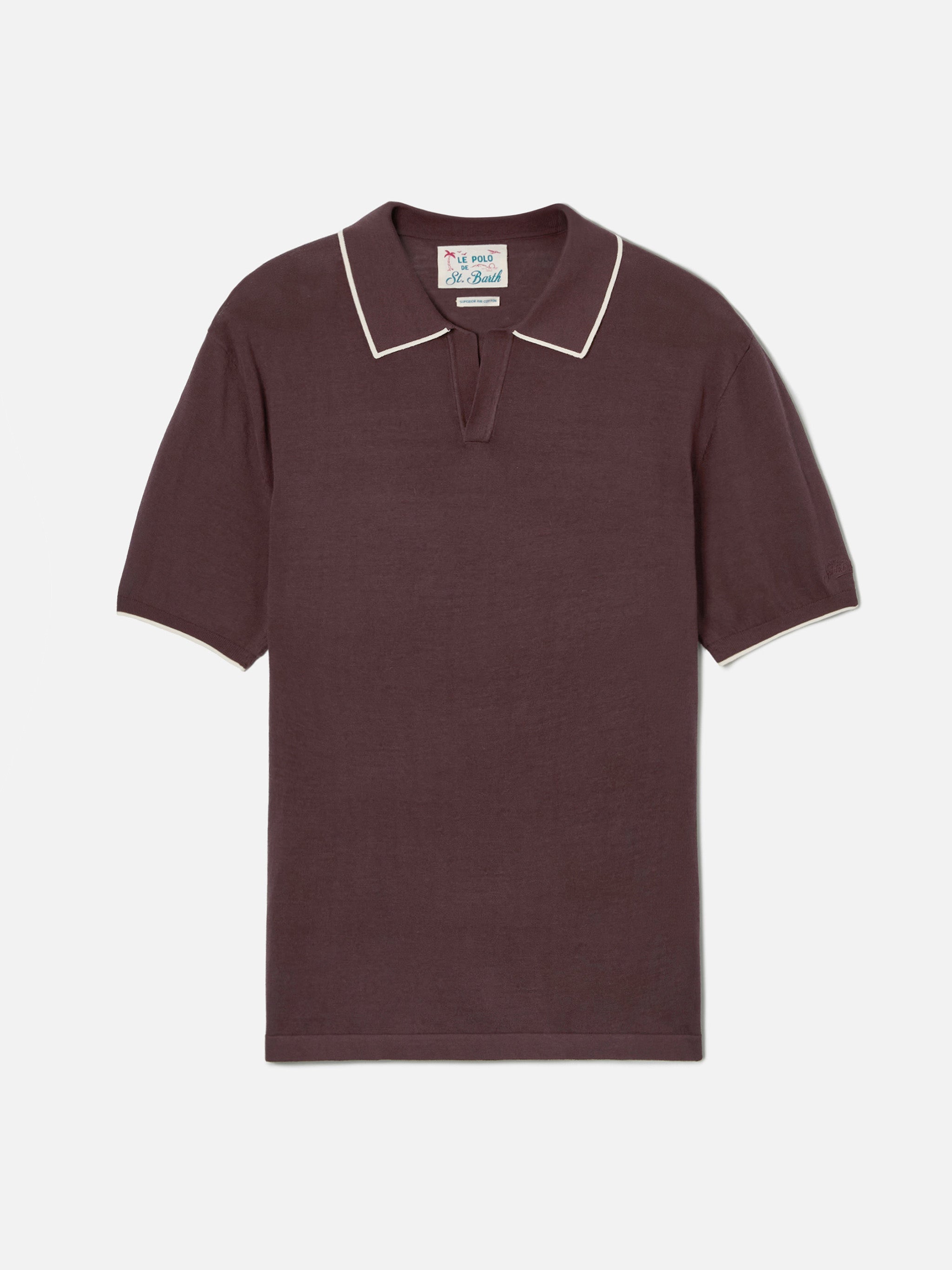 Sloan Brown Polo Premium High-Twist Cotton With Contrast Trims Knitwear