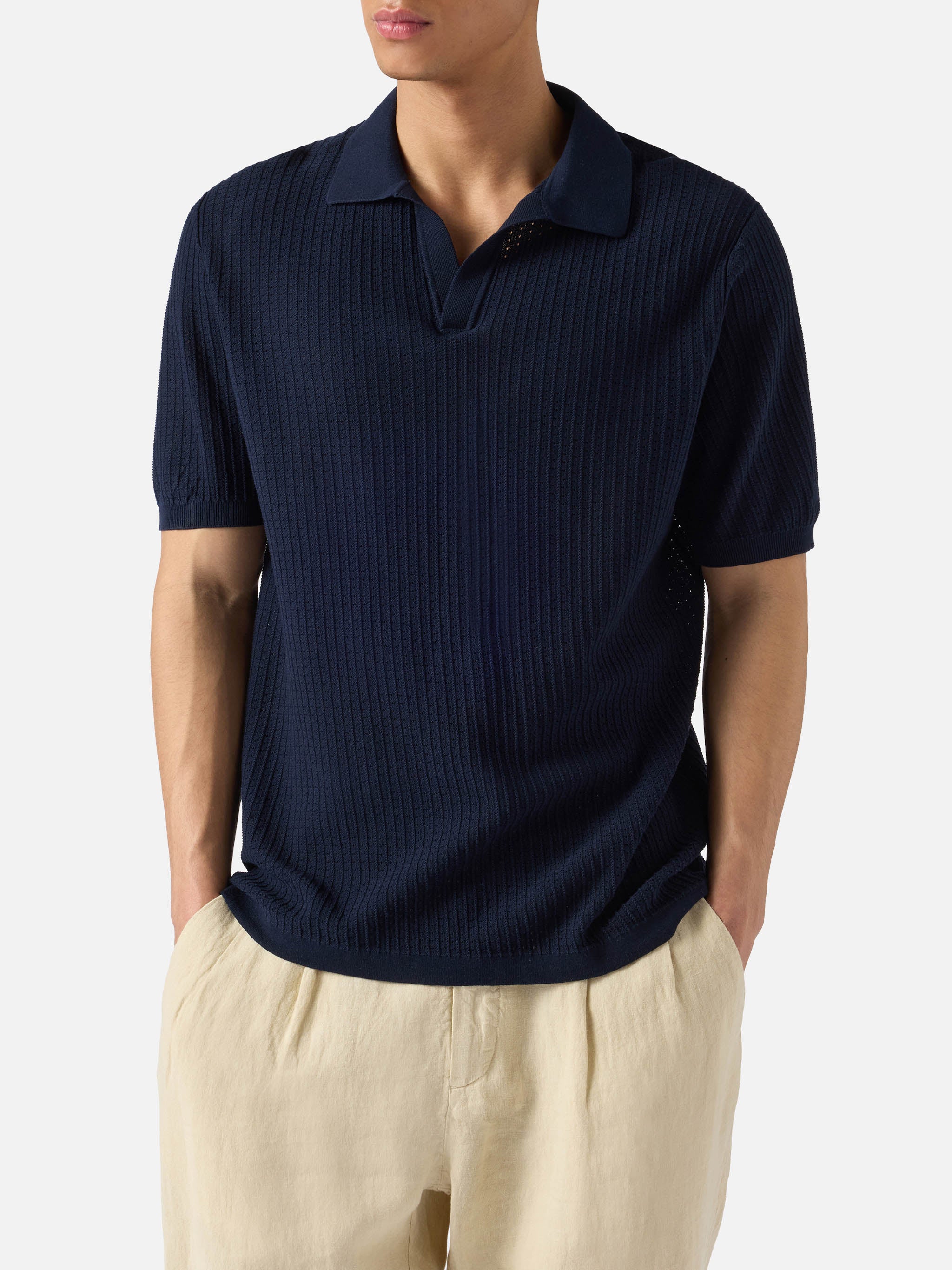 Sloan Net Blue Polo Premium High-Twist Cotton Knitwear