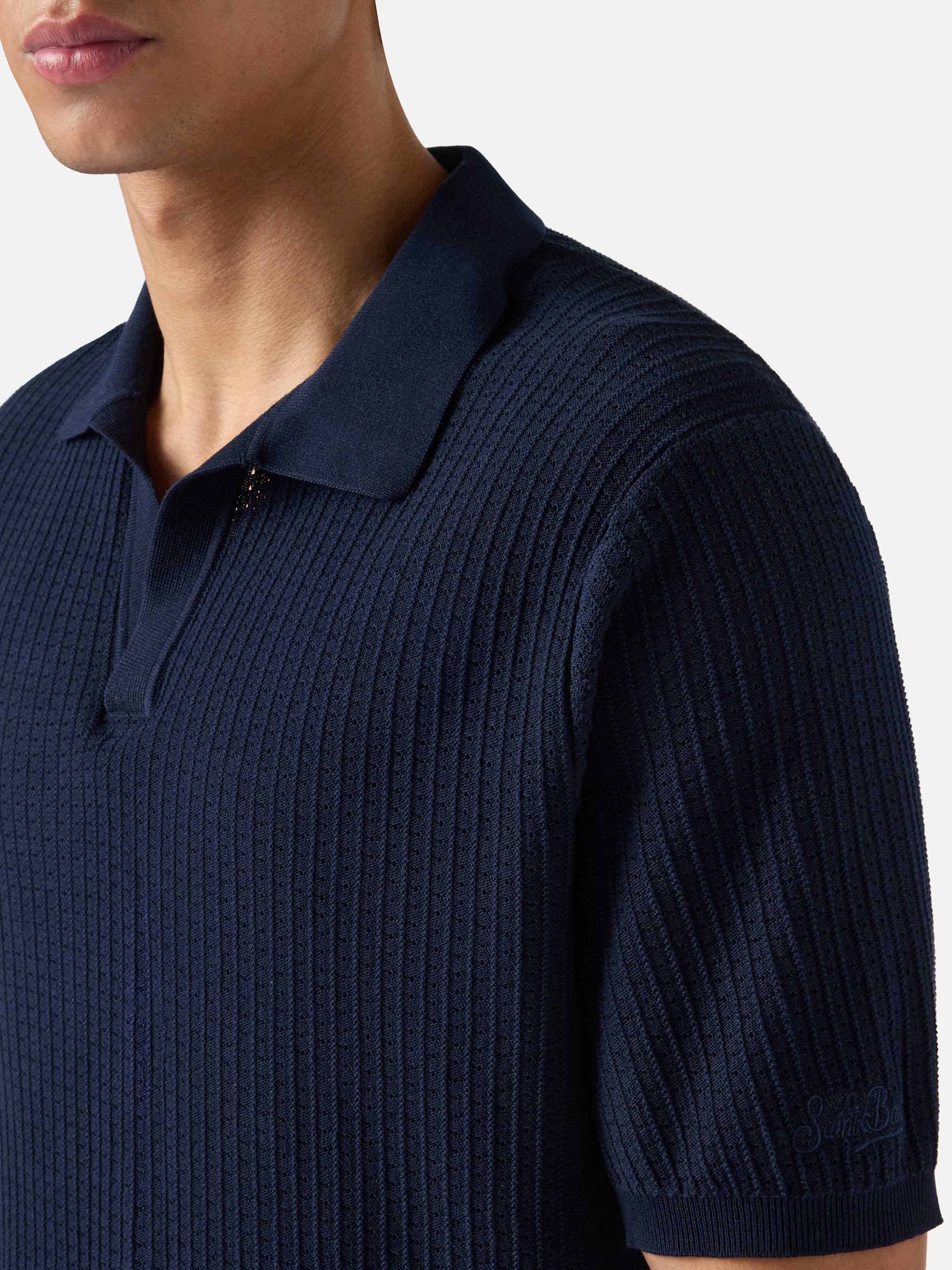 Sloan Net Blue Polo Premium High-Twist Cotton Knitwear