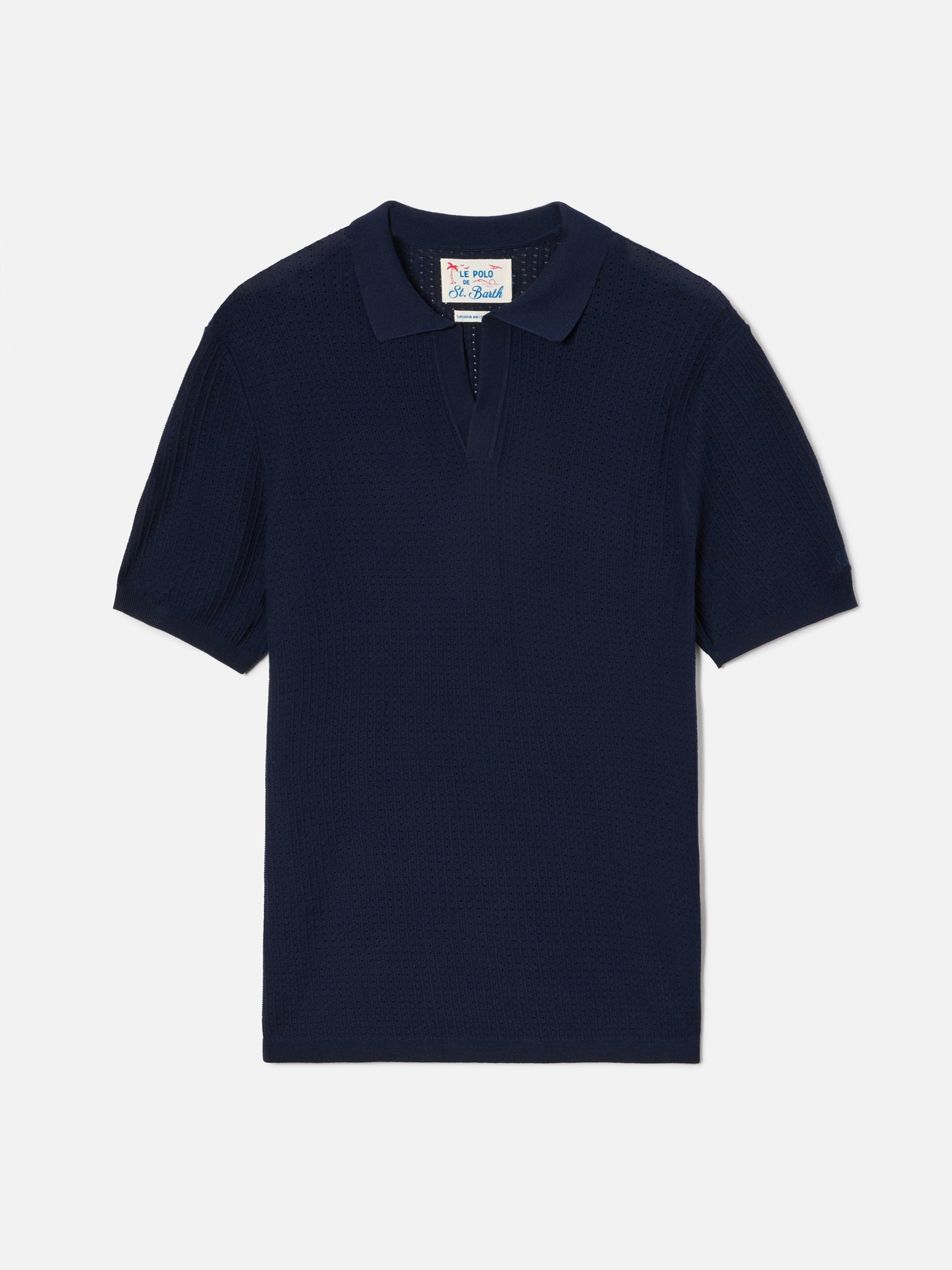 Sloan Net Blue Polo Premium High-Twist Cotton Knitwear