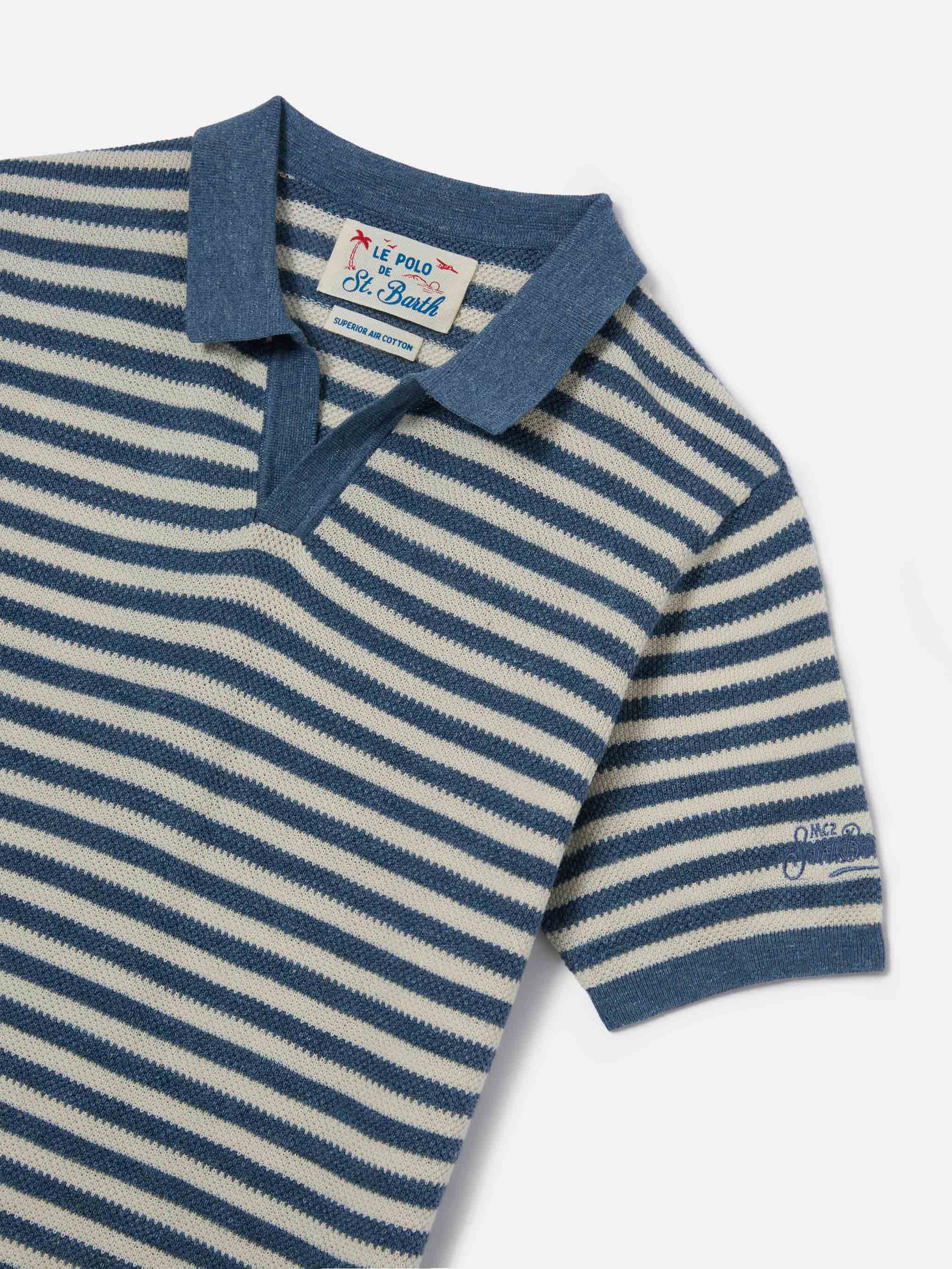 Blue Striped Sloan Jr Polo Knitwear